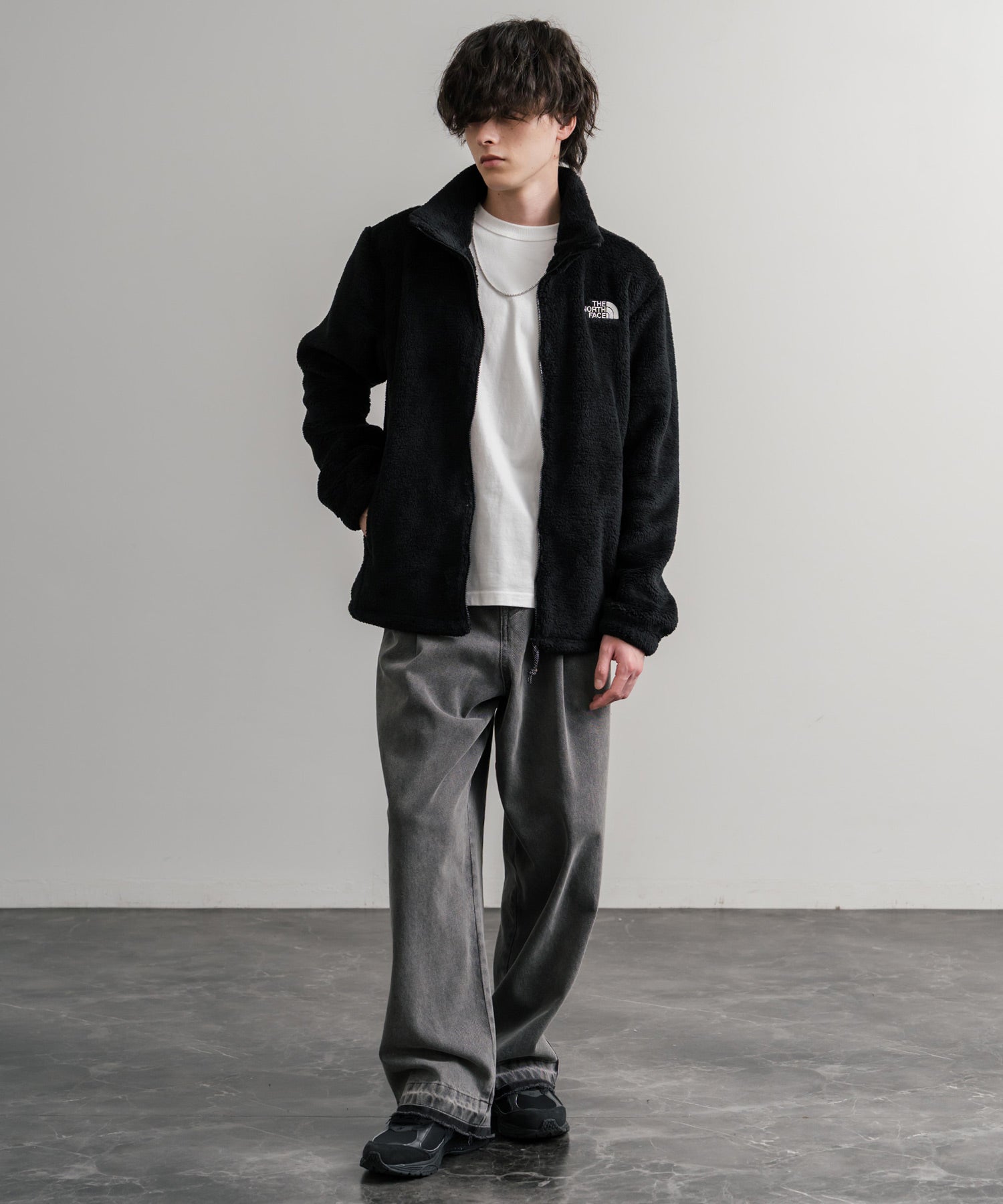 日本未展開モデル THE NORTH FACE ザ・ノースフェイス WHITE LABEL ホワイトレーベル COMFY ALPHA FLEECE ZIP UP ワンポイントロゴ刺繍ボアジャケット 15367