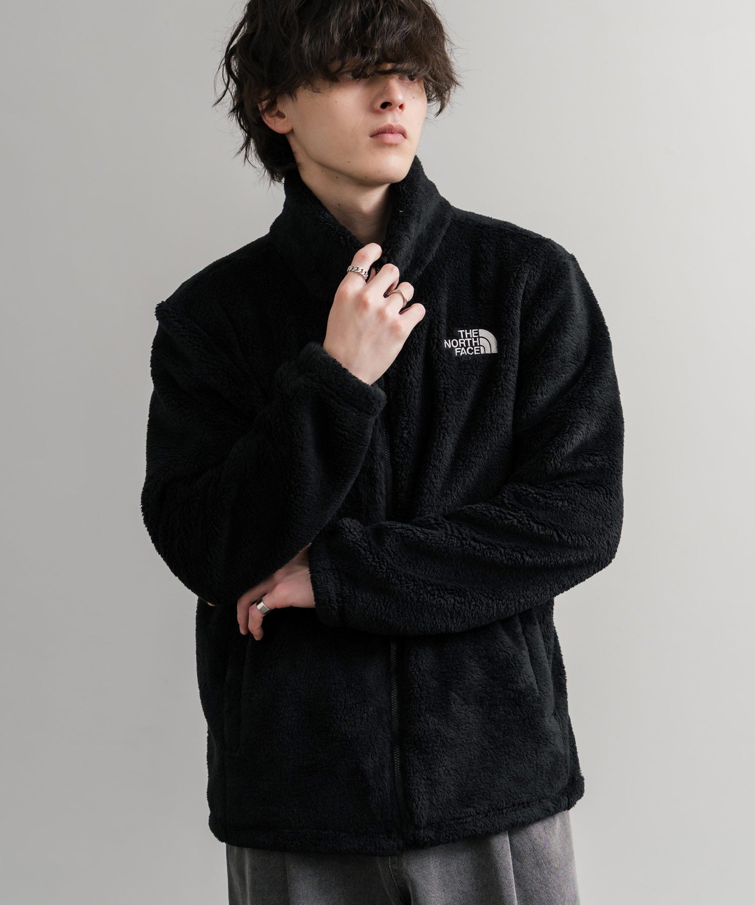 日本未展開モデル THE NORTH FACE ザ・ノースフェイス WHITE LABEL ホワイトレーベル COMFY ALPHA FLEECE ZIP UP ワンポイントロゴ刺繍ボアジャケット 15367
