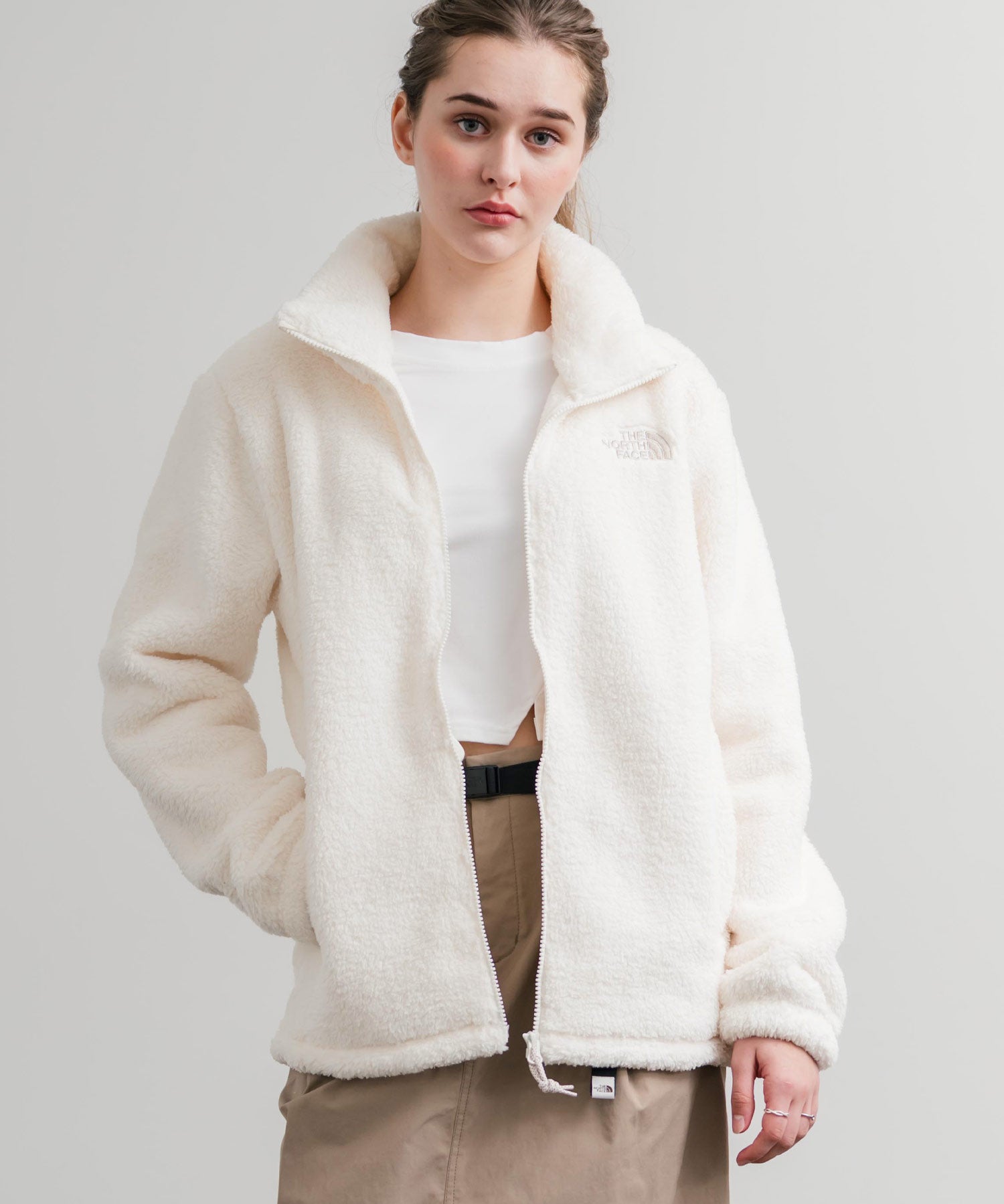 日本未展開モデル THE NORTH FACE ザ・ノースフェイス WHITE LABEL ホワイトレーベル COMFY ALPHA FLEECE ZIP UP ワンポイントロゴ刺繍ボアジャケット 15367