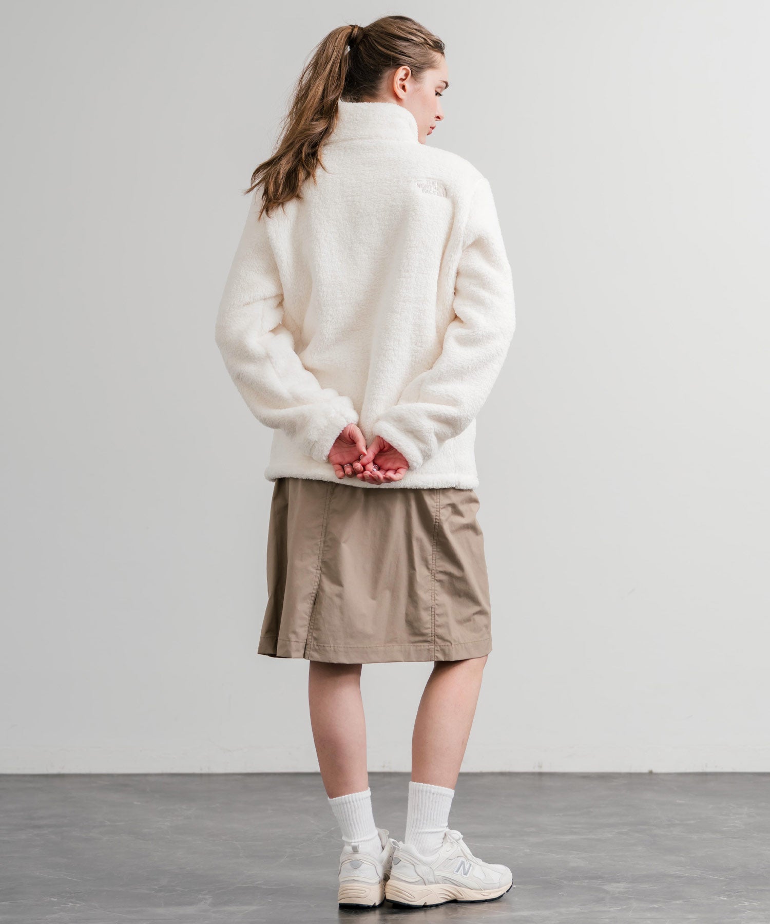 日本未展開モデル THE NORTH FACE ザ・ノースフェイス WHITE LABEL ホワイトレーベル COMFY ALPHA FLEECE ZIP UP ワンポイントロゴ刺繍ボアジャケット 15367