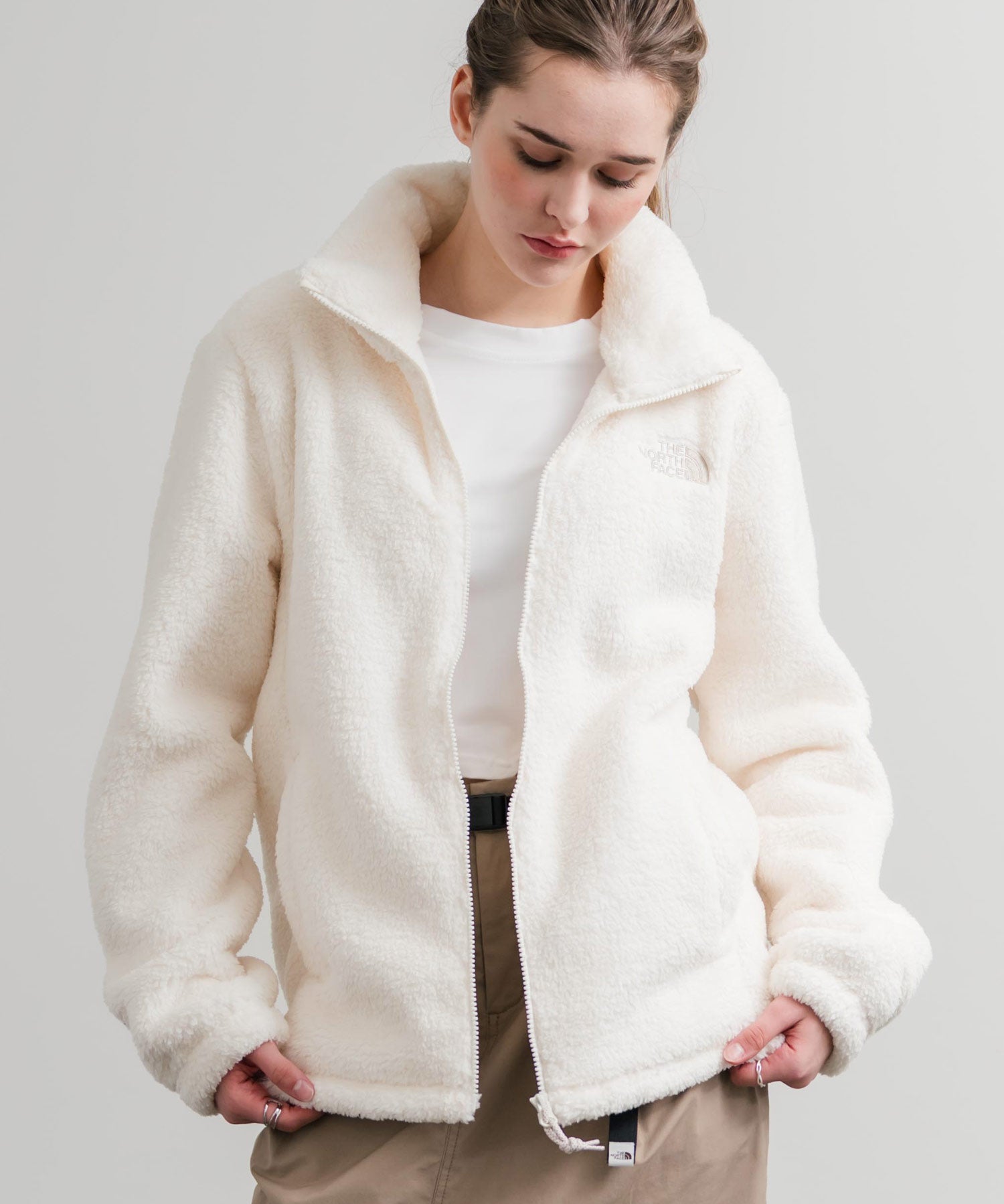 日本未展開モデル THE NORTH FACE ザ・ノースフェイス WHITE LABEL ホワイトレーベル COMFY ALPHA FLEECE ZIP UP ワンポイントロゴ刺繍ボアジャケット 15367