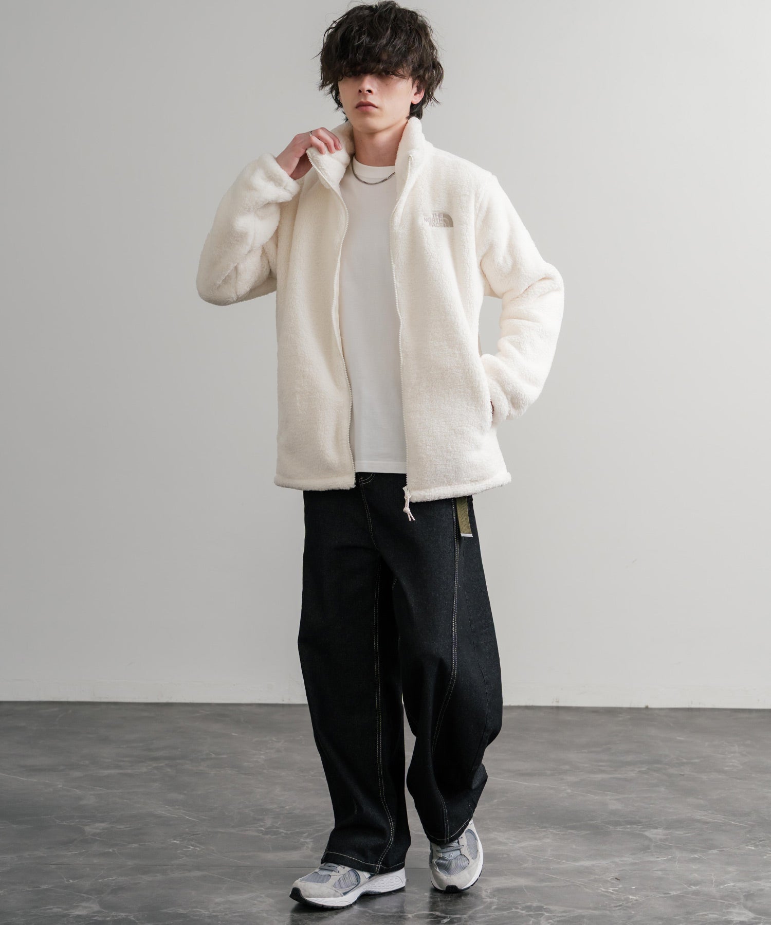 日本未展開モデル THE NORTH FACE ザ・ノースフェイス WHITE LABEL ホワイトレーベル COMFY ALPHA FLEECE ZIP UP ワンポイントロゴ刺繍ボアジャケット 15367