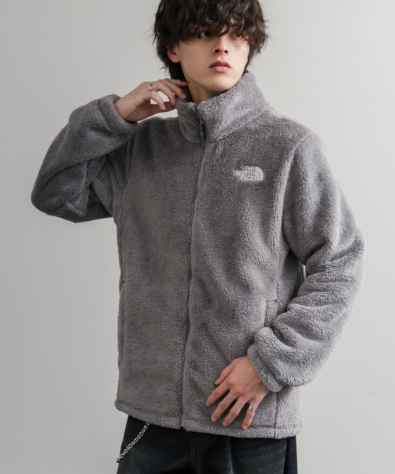 日本未展開モデル THE NORTH FACE ザ・ノースフェイス WHITE LABEL ホワイトレーベル COMFY ALPHA FLEECE ZIP UP ワンポイントロゴ刺繍ボアジャケット 15367