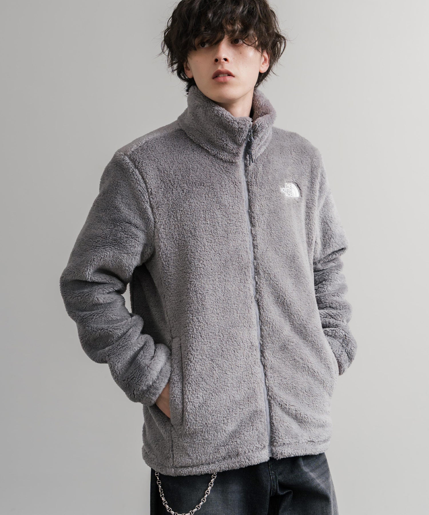 日本未展開モデル THE NORTH FACE ザ・ノースフェイス WHITE LABEL ホワイトレーベル COMFY ALPHA FLEECE ZIP UP ワンポイントロゴ刺繍ボアジャケット 15367
