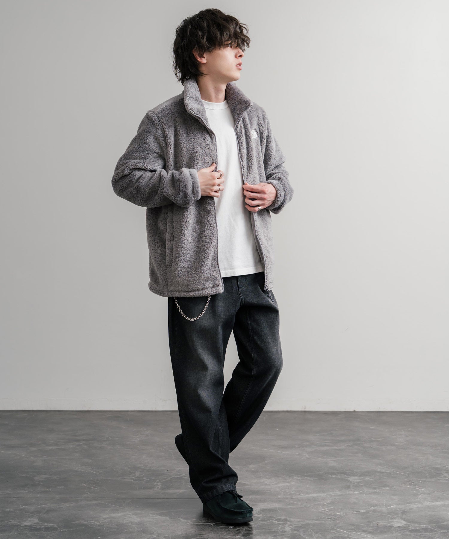 日本未展開モデル THE NORTH FACE ザ・ノースフェイス WHITE LABEL ホワイトレーベル COMFY ALPHA FLEECE ZIP UP ワンポイントロゴ刺繍ボアジャケット 15367