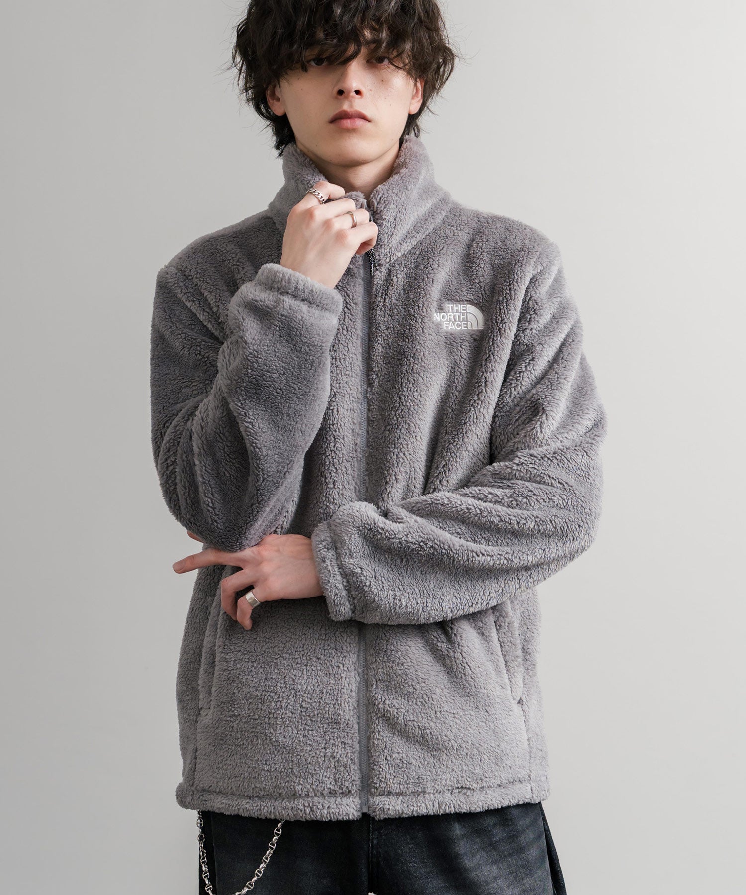 日本未展開モデル THE NORTH FACE ザ・ノースフェイス WHITE LABEL ホワイトレーベル COMFY ALPHA FLEECE ZIP UP ワンポイントロゴ刺繍ボアジャケット 15367