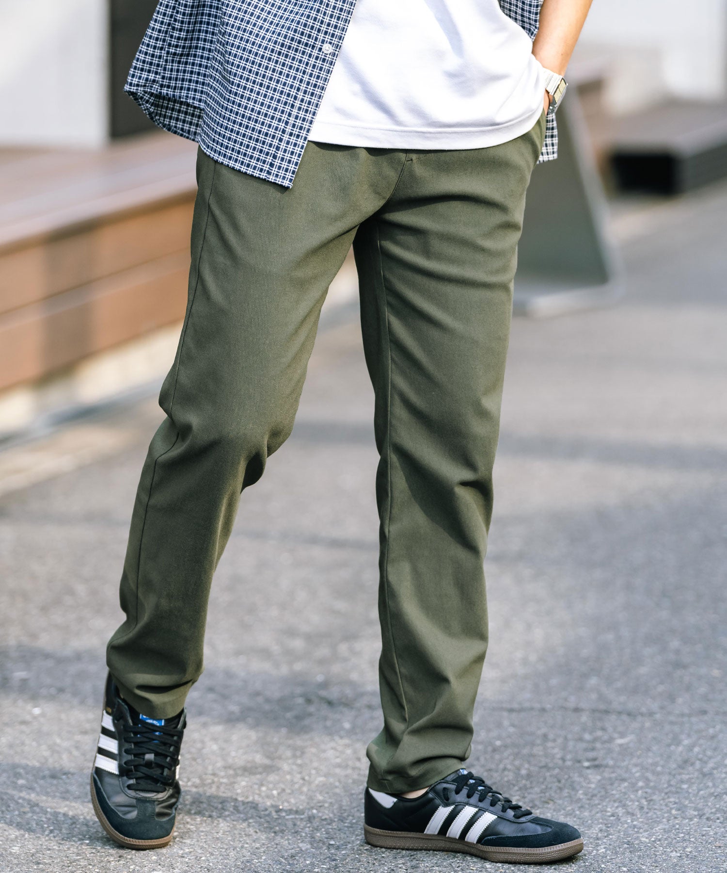 新色追加 多機能 接触冷感ストレッチイージーテーパードパンツ 15369