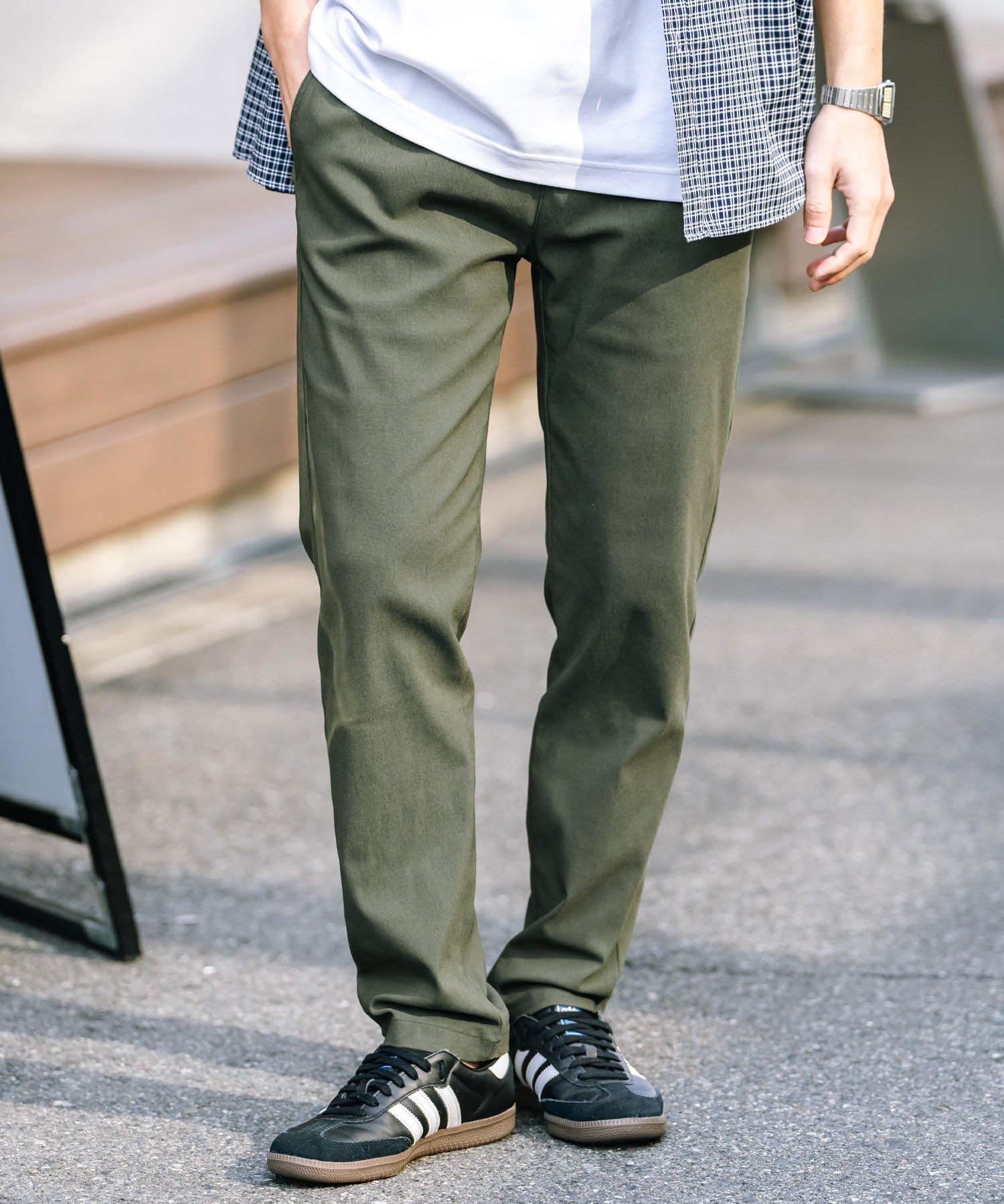 新色追加 多機能 接触冷感ストレッチイージーテーパードパンツ 15369