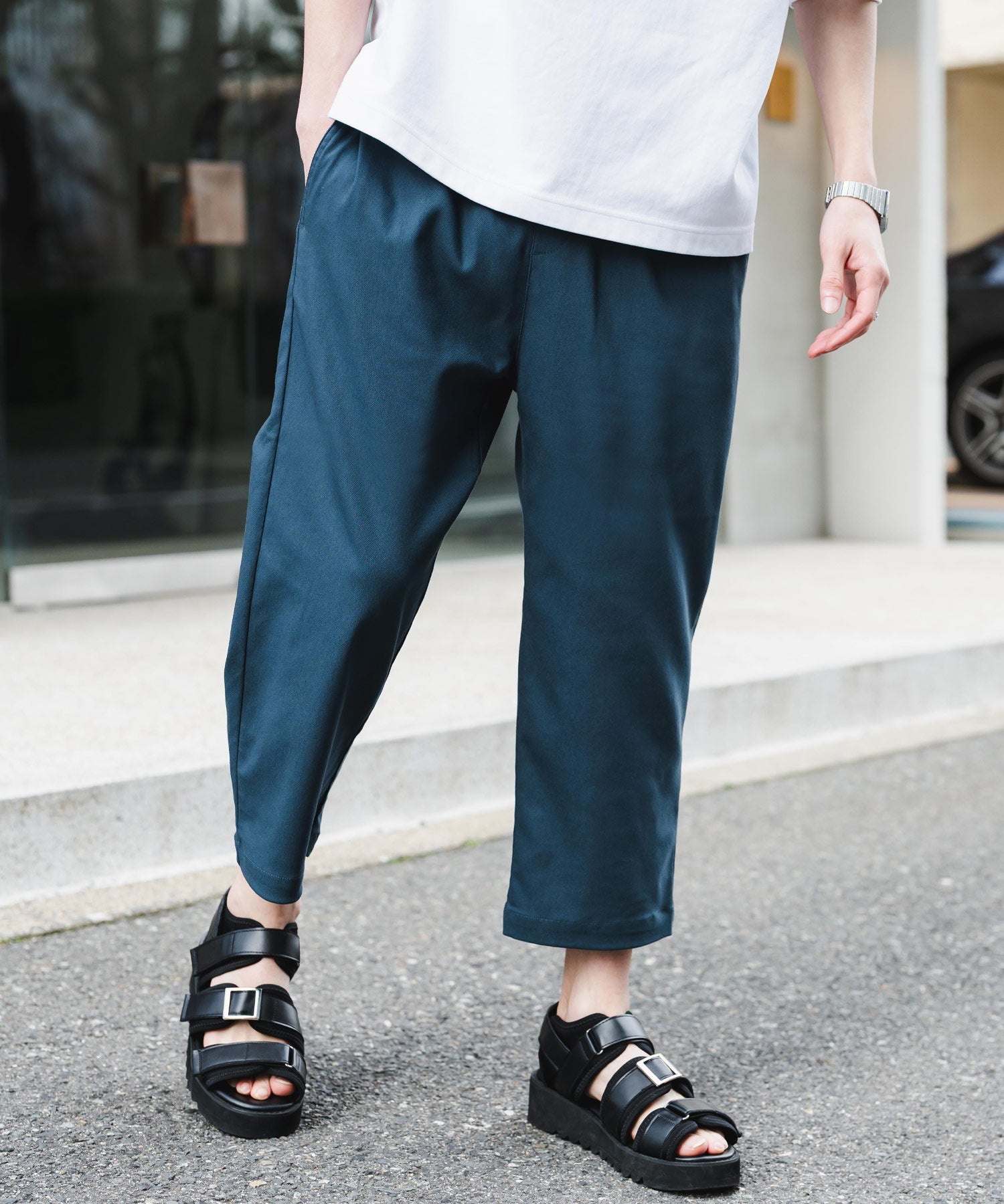 多機能 接触冷感ストレッチUVカットクロップドイージーパンツ 15370