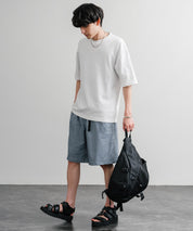 接触冷感 多機能素材ショートクライミングイージーワイドパンツ 15371