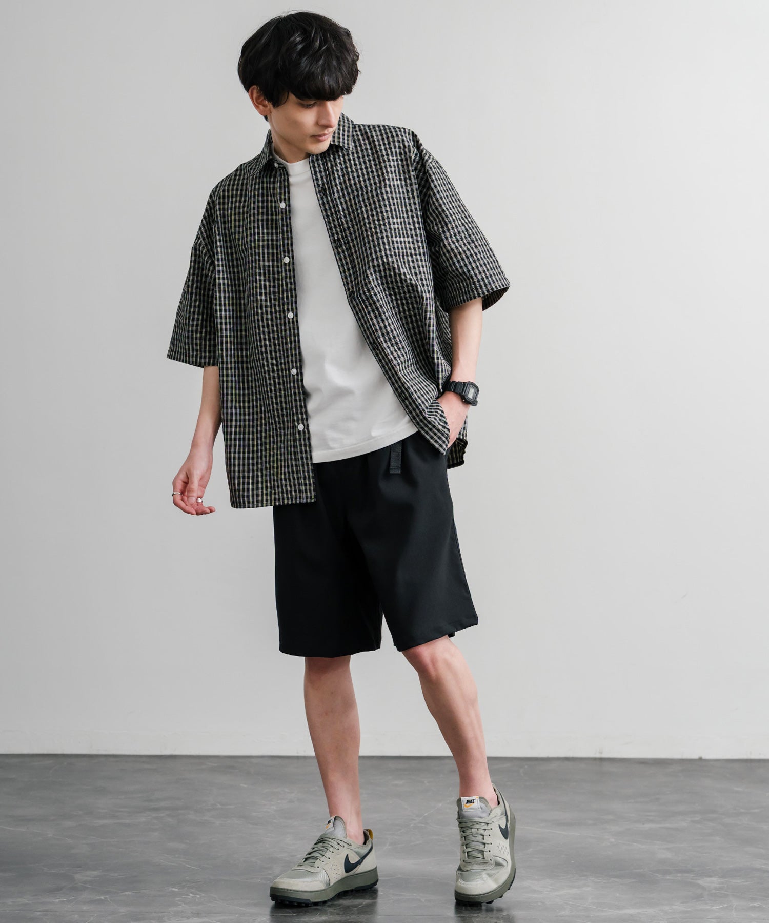 接触冷感 多機能素材ショートクライミングイージーワイドパンツ 15371