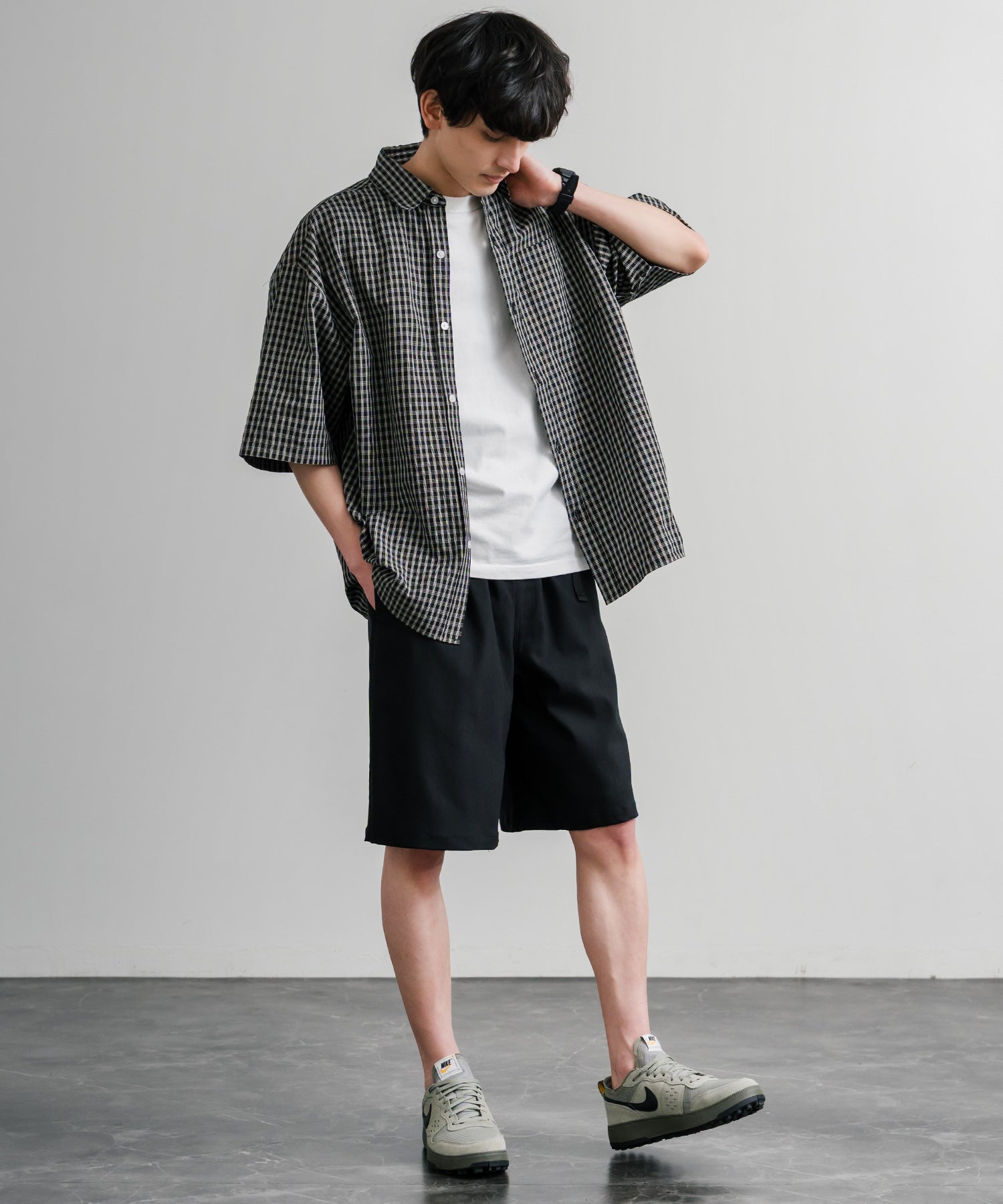 接触冷感 多機能素材ショートクライミングイージーワイドパンツ 15371