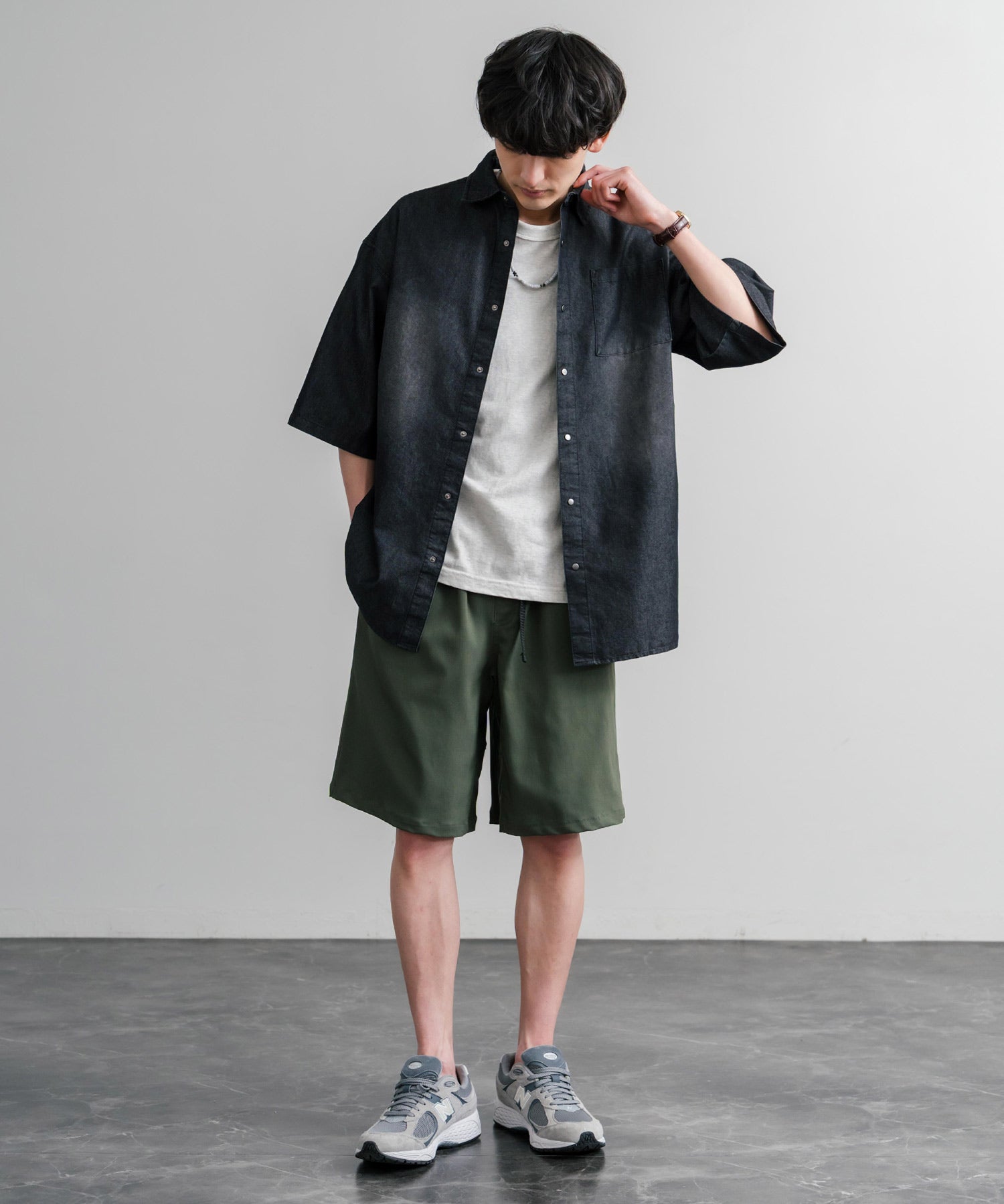 接触冷感 多機能素材ショートクライミングイージーワイドパンツ 15371