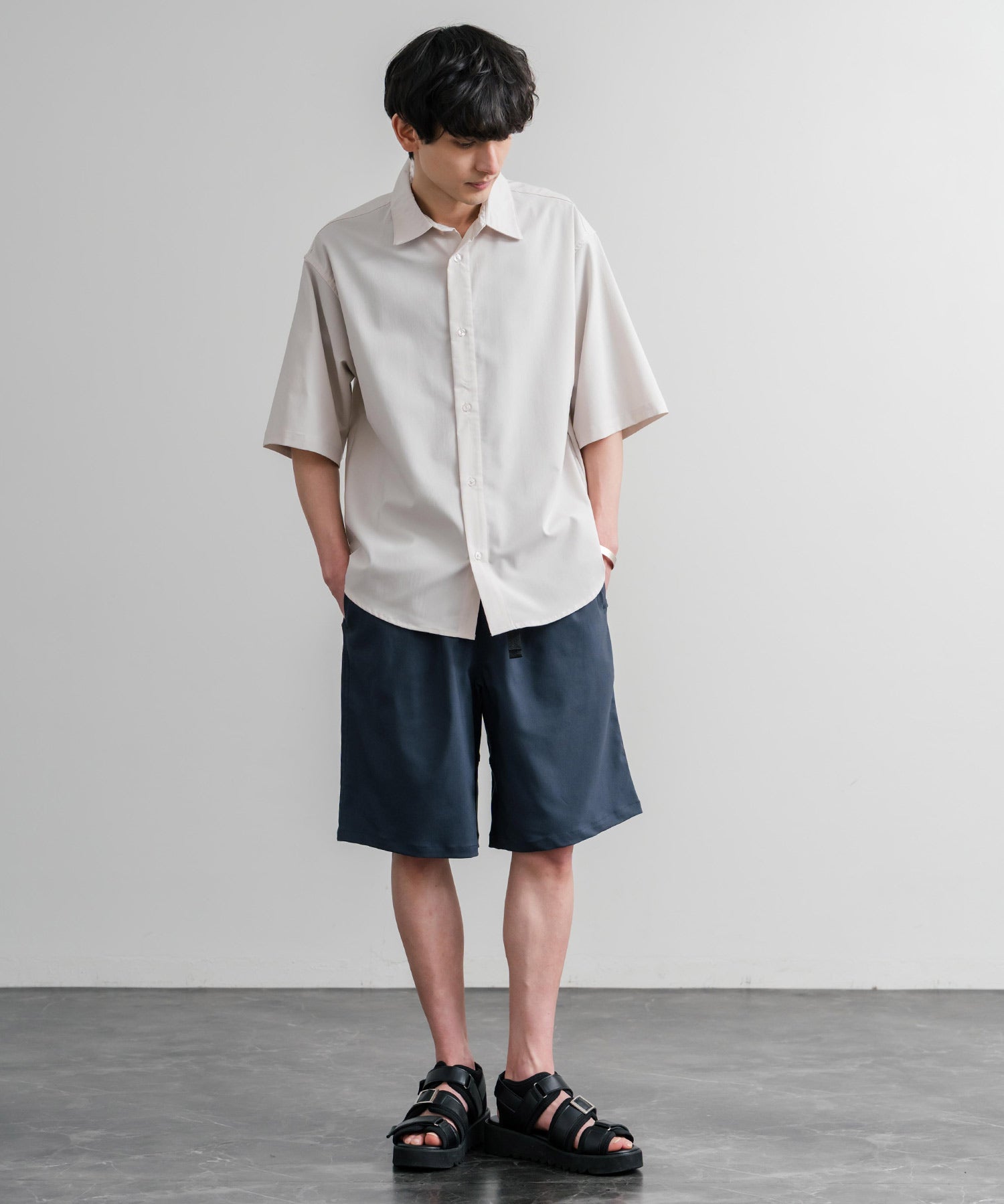 接触冷感 多機能素材ショートクライミングイージーワイドパンツ 15371