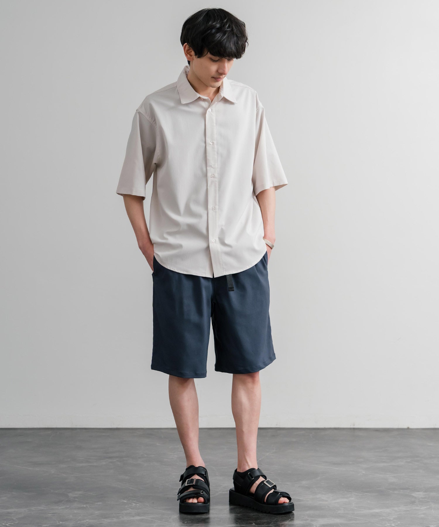 接触冷感 多機能素材ショートクライミングイージーワイドパンツ 15371