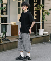新色追加 ケミカルウォッシュ オーバーダイ ワイドデニムハーフショートパンツ 15374