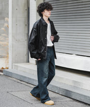 ルーズシルエットセミフレアワイドデニムパンツ 15376