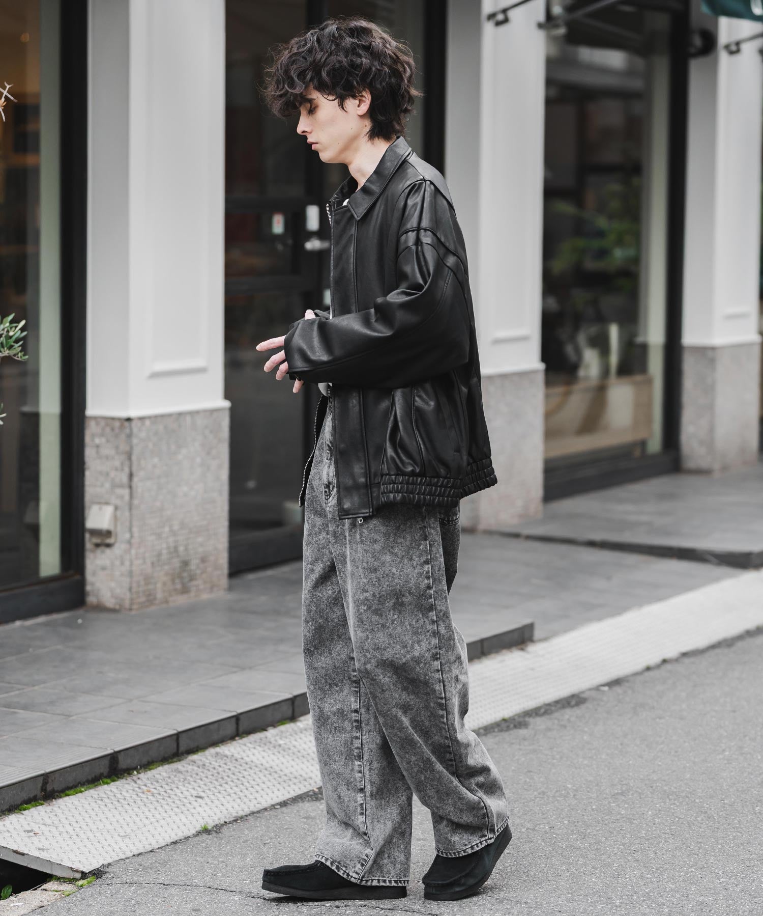 ヴィンテージライク ルーズシルエットバギーカーブデニムパンツ 15377