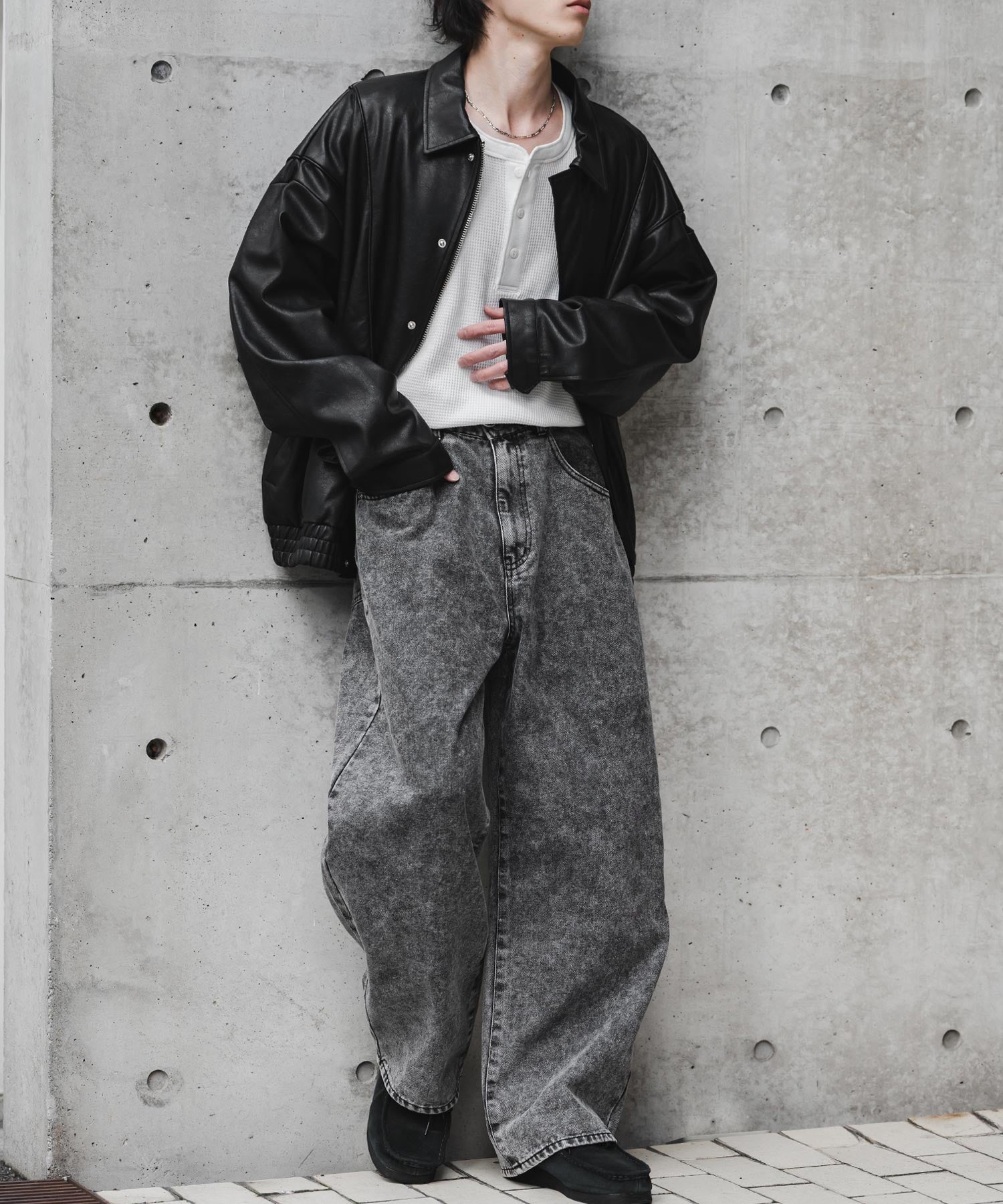 ヴィンテージライク ルーズシルエットバギーカーブデニムパンツ 15377