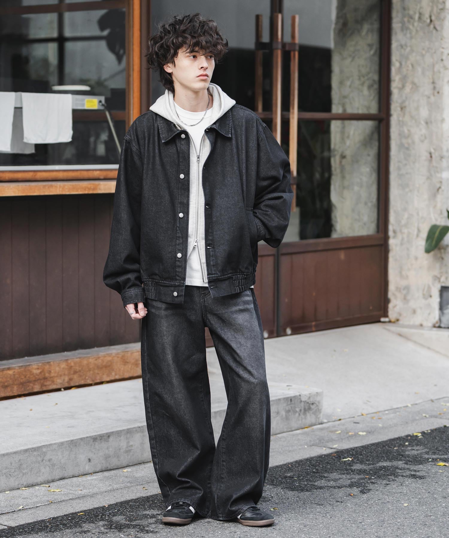 ヴィンテージライク ルーズシルエットバギーカーブデニムパンツ 15377