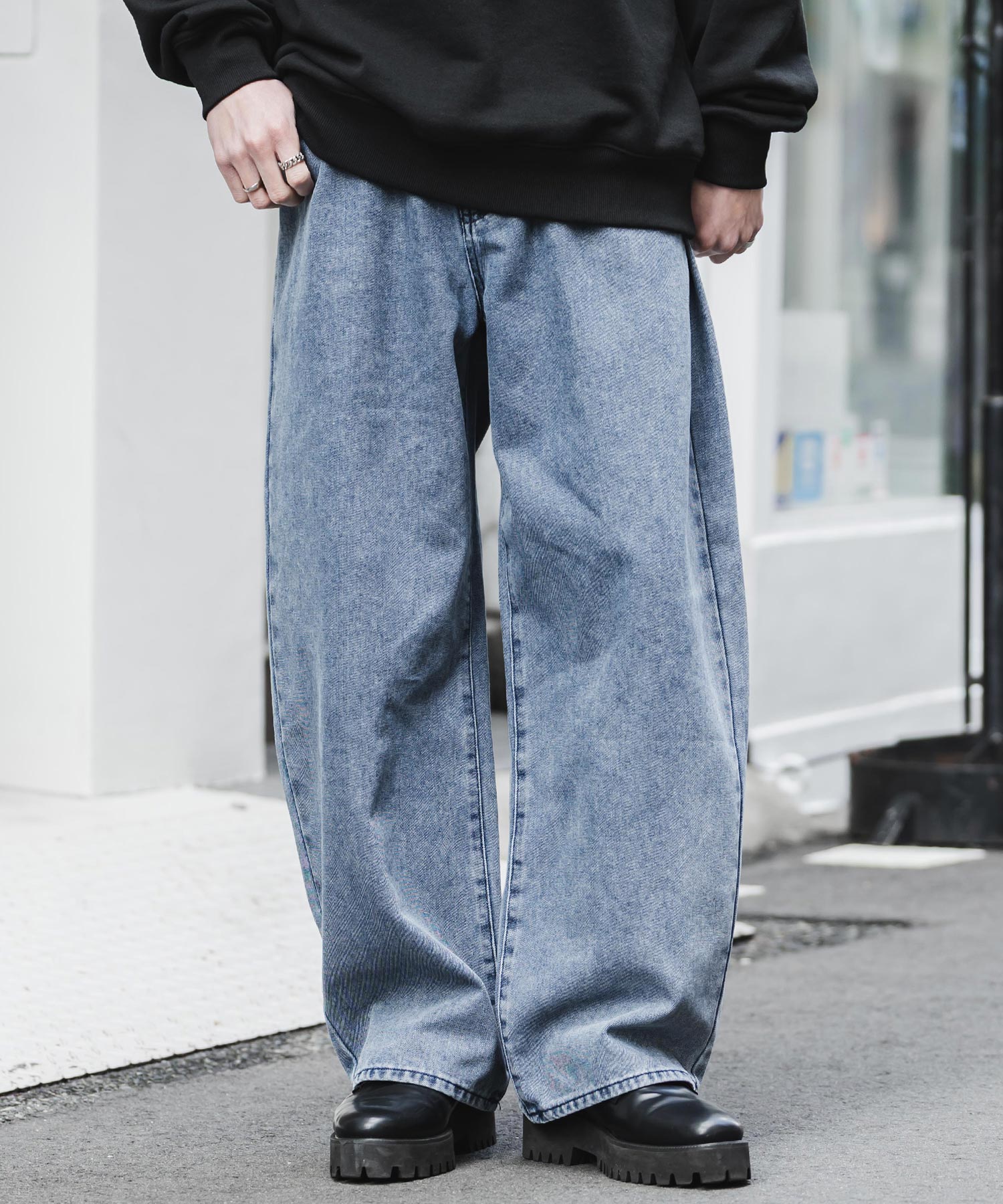 ヴィンテージライク ルーズシルエットバギーカーブデニムパンツ 15377