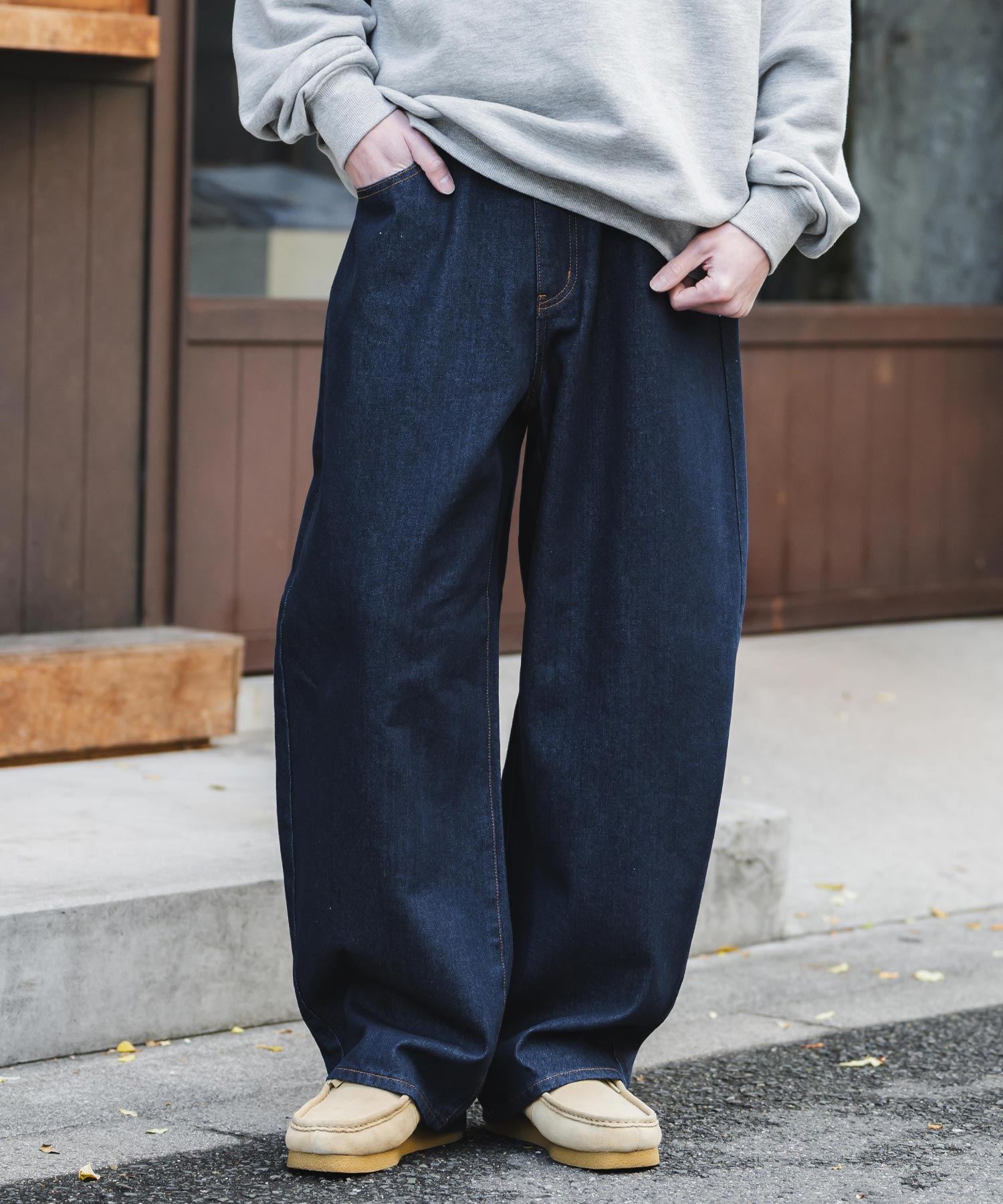 ヴィンテージライク ルーズシルエットバギーカーブデニムパンツ 15377