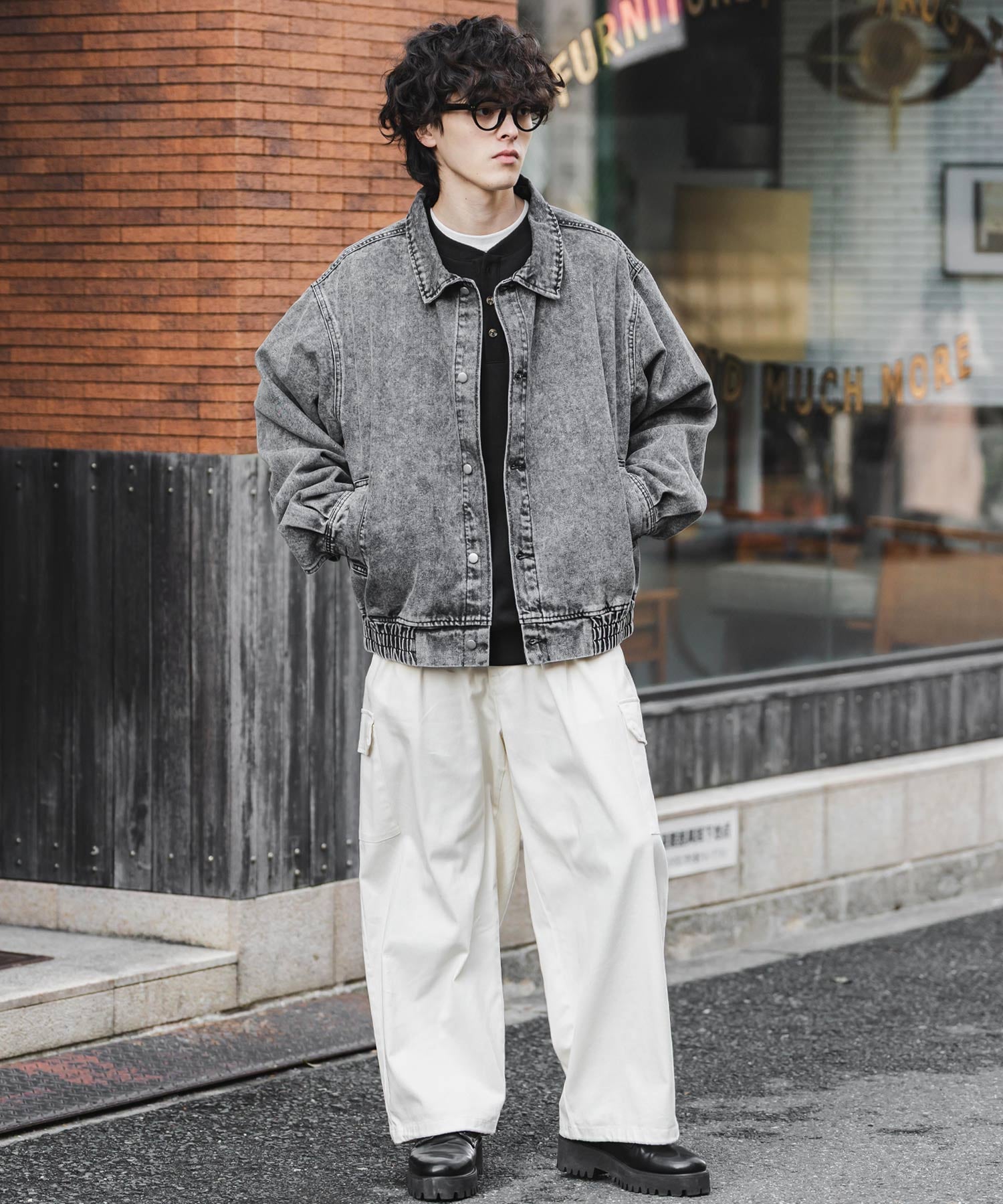 ヴィンテージライク オーバーサイズデニムブルゾン 15378