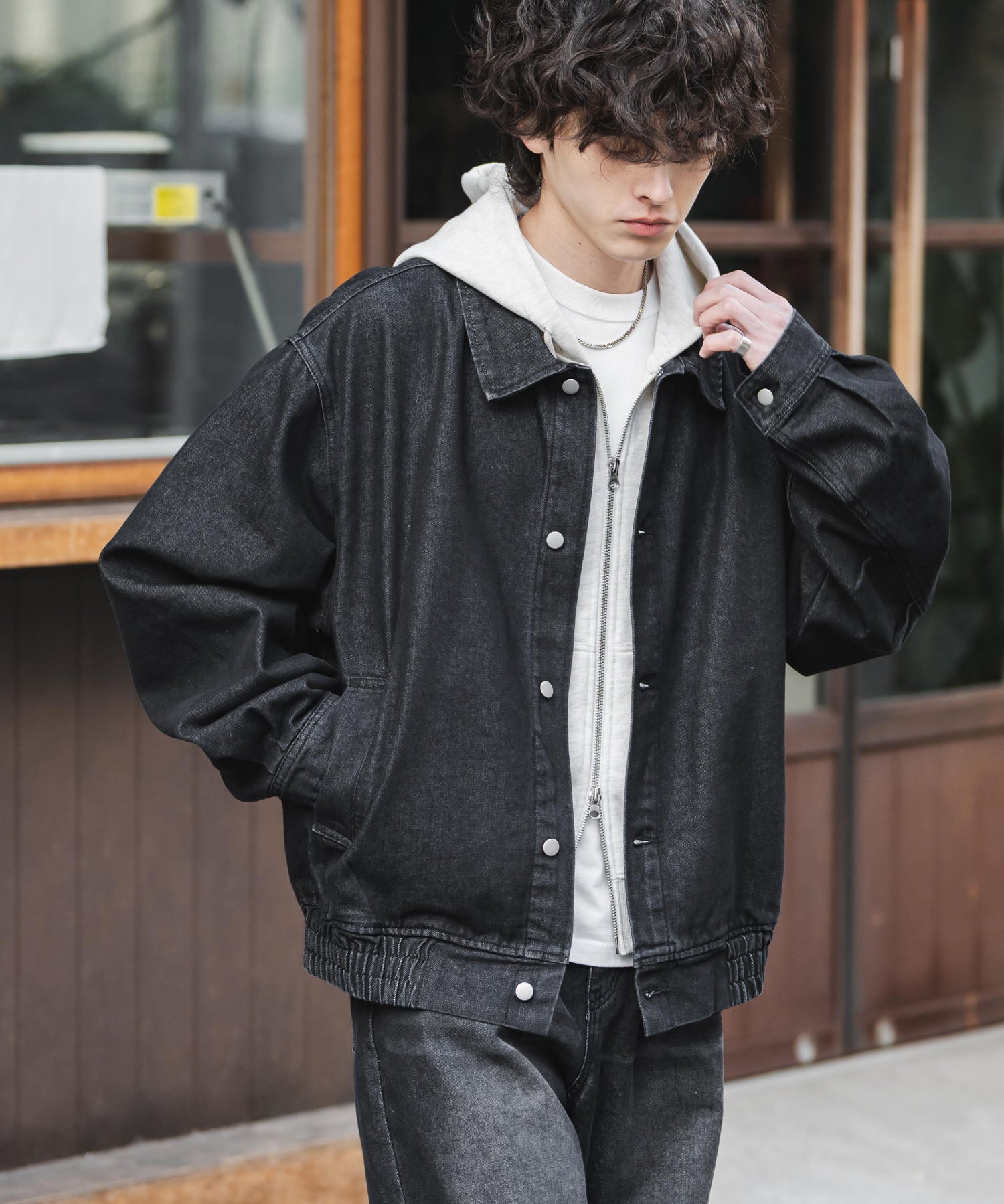 ヴィンテージライク オーバーサイズデニムブルゾン 15378