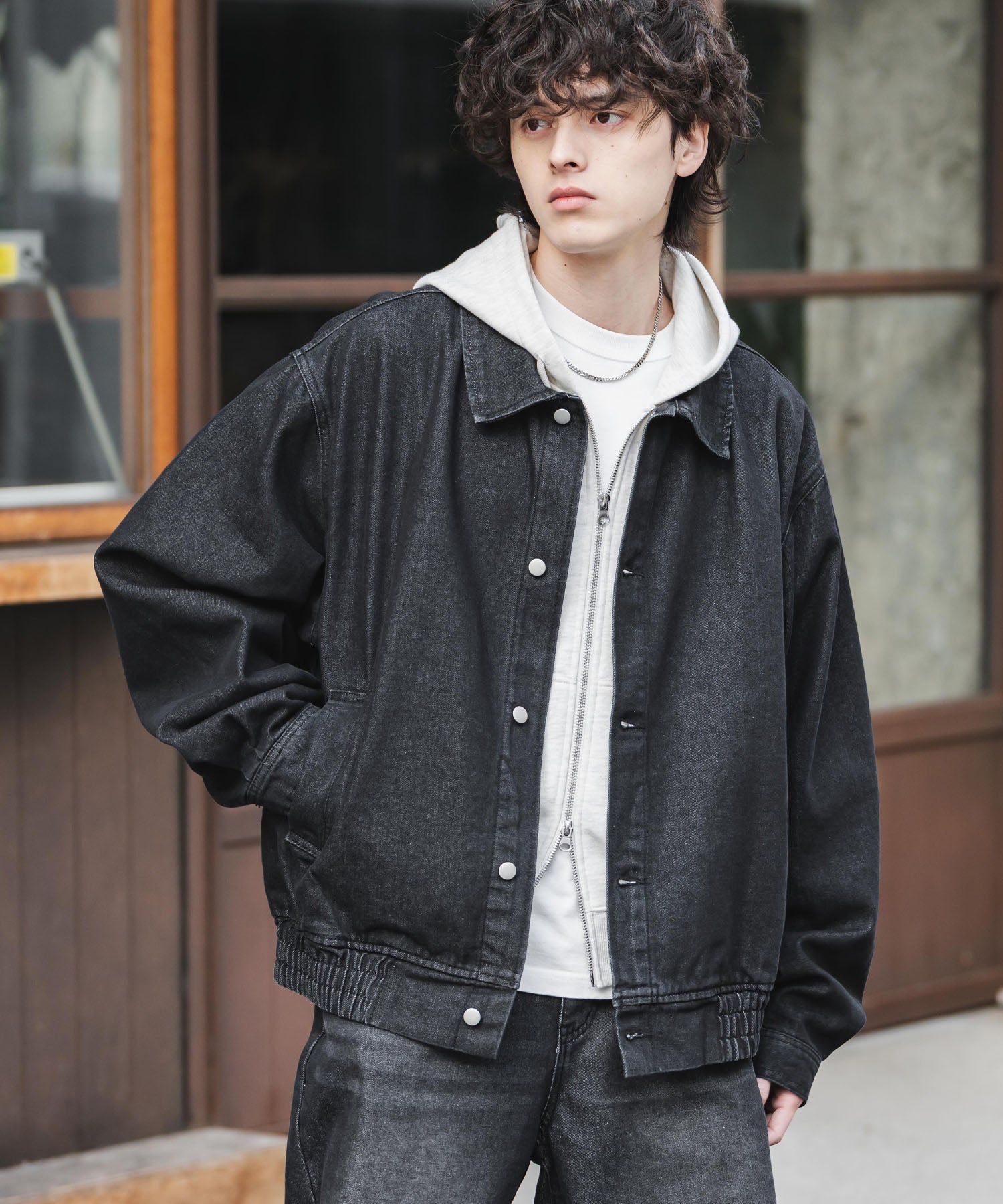 ヴィンテージライク オーバーサイズデニムブルゾン 15378