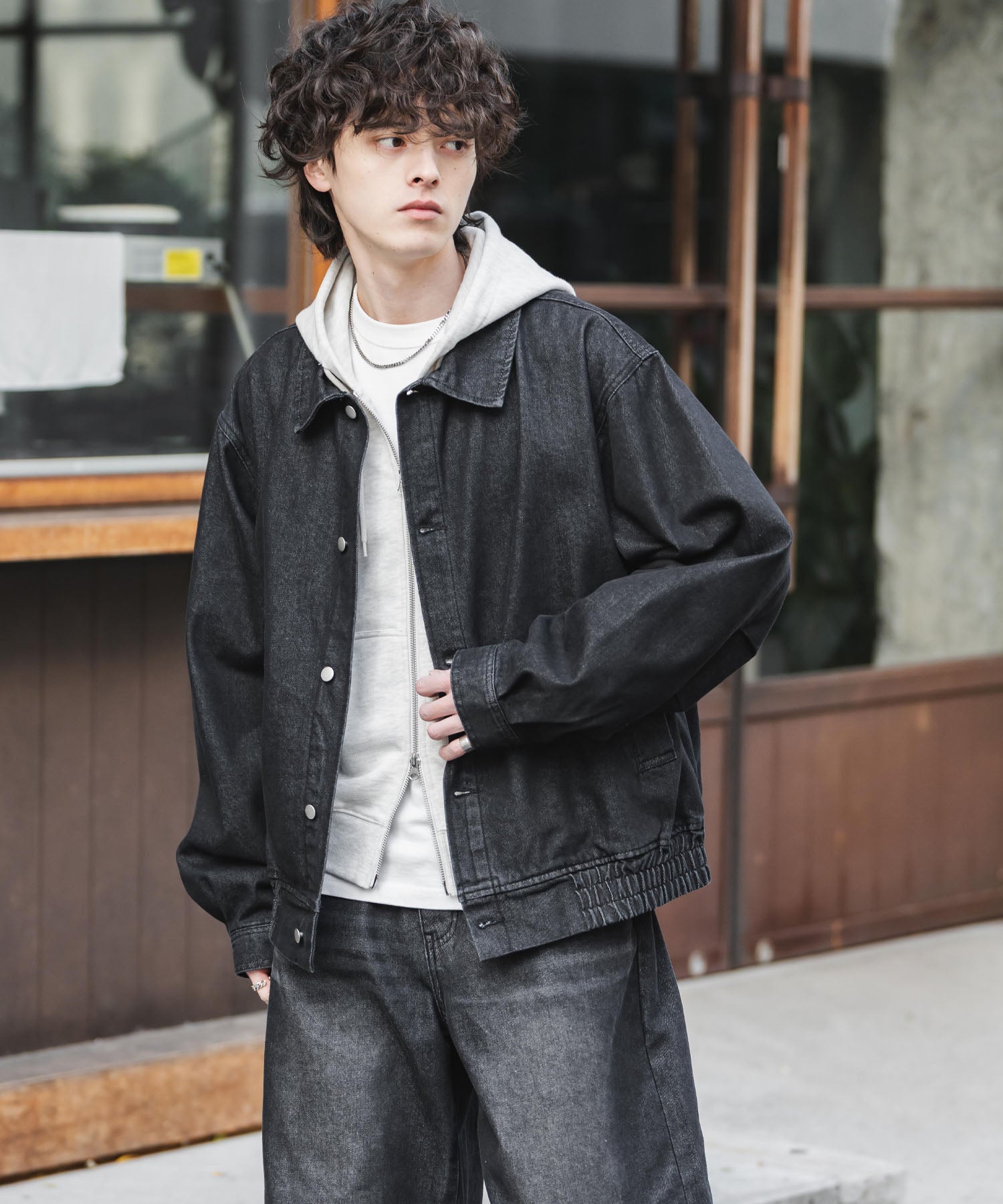 ヴィンテージライク オーバーサイズデニムブルゾン 15378