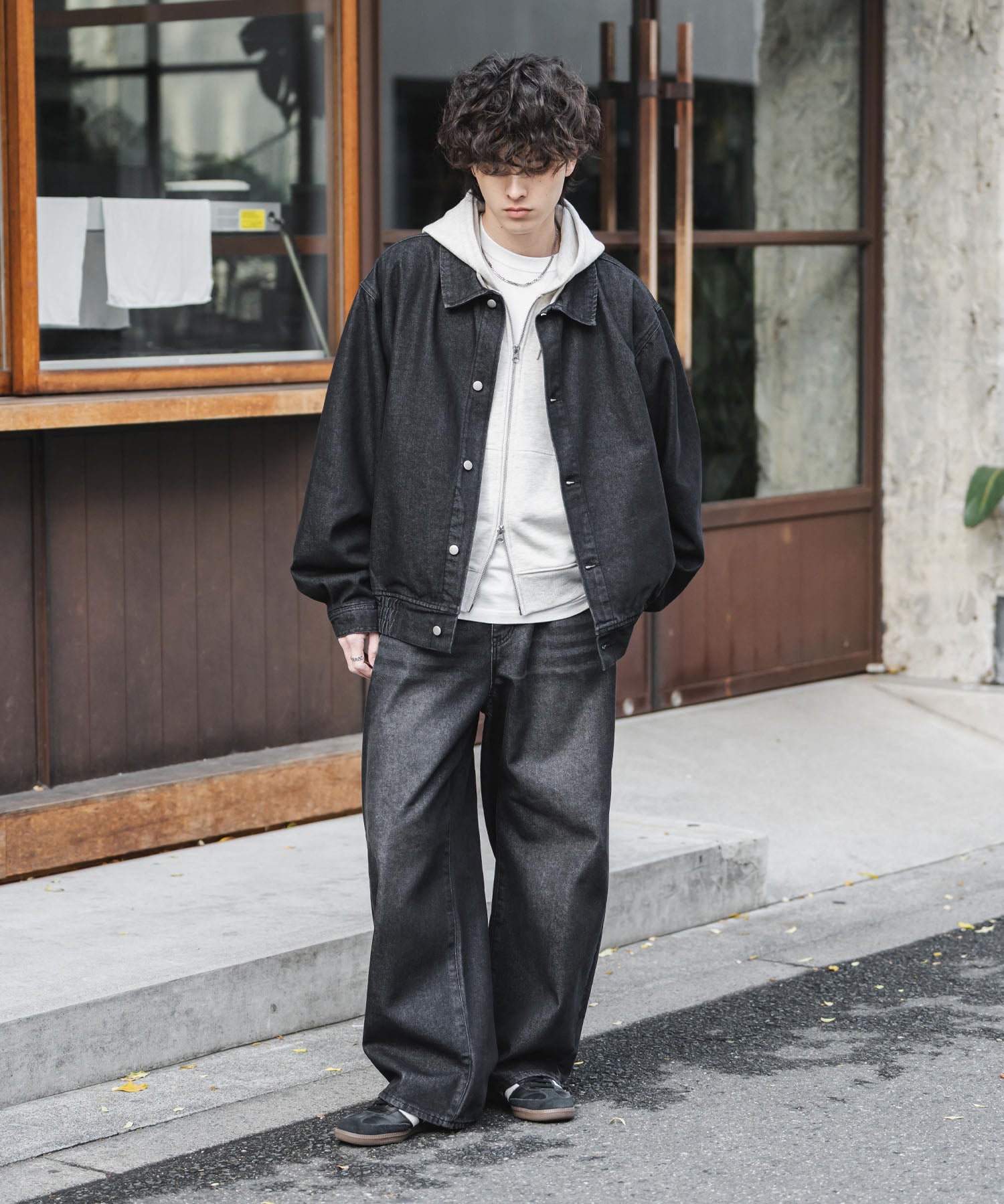 ヴィンテージライク オーバーサイズデニムブルゾン 15378