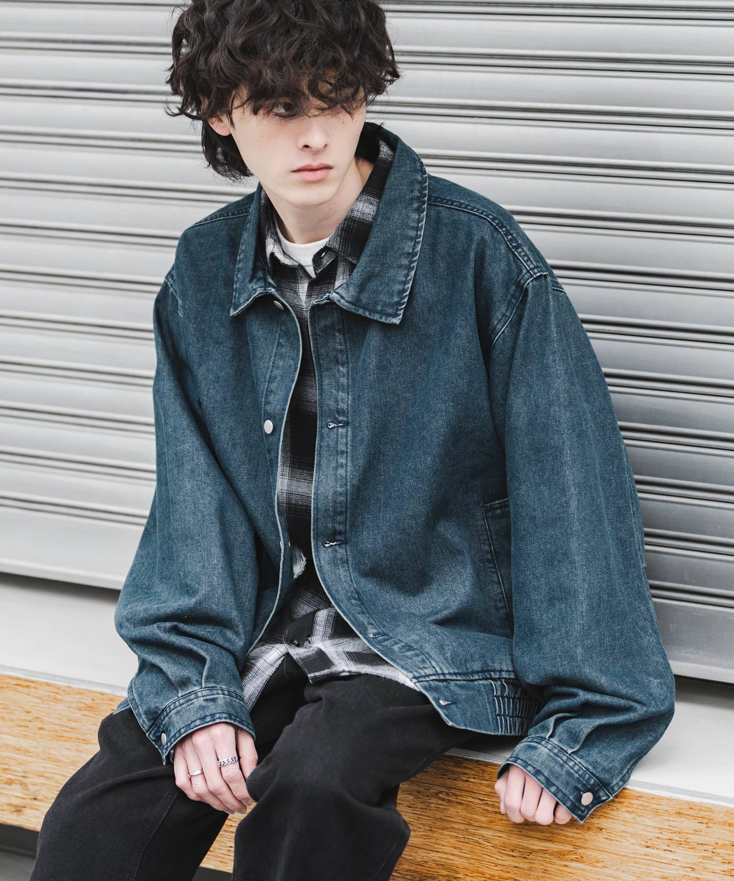 ヴィンテージライク オーバーサイズデニムブルゾン 15378