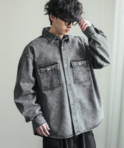 ヴィンテージライク オーバーサイズデニムワークシャツジャケット 15379