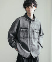 ヴィンテージライク オーバーサイズデニムワークシャツジャケット 15379