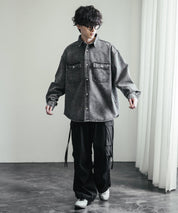 ヴィンテージライク オーバーサイズデニムワークシャツジャケット 15379