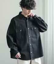 ヴィンテージライク オーバーサイズデニムワークシャツジャケット 15379