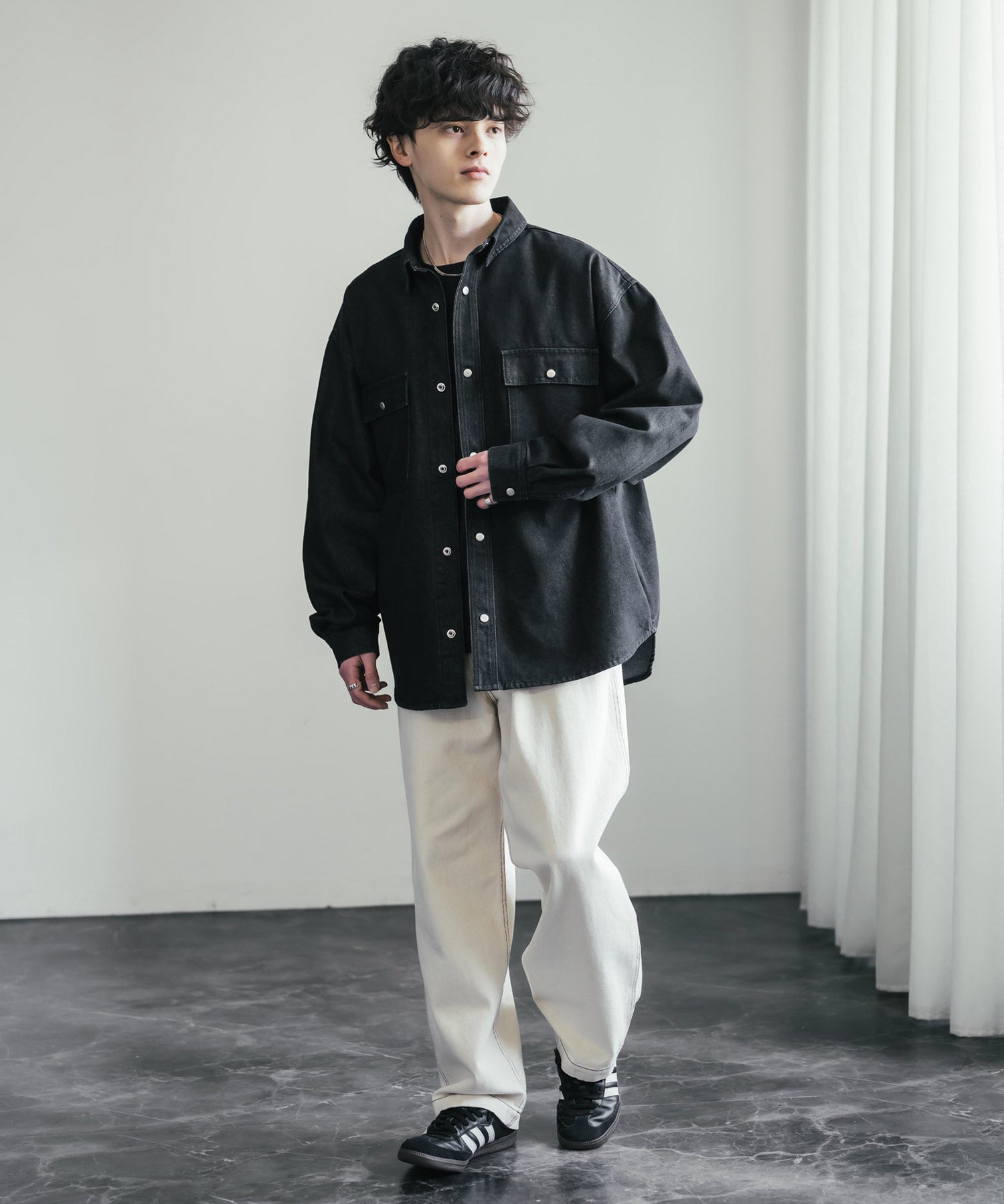 ヴィンテージライク オーバーサイズデニムワークシャツジャケット 15379