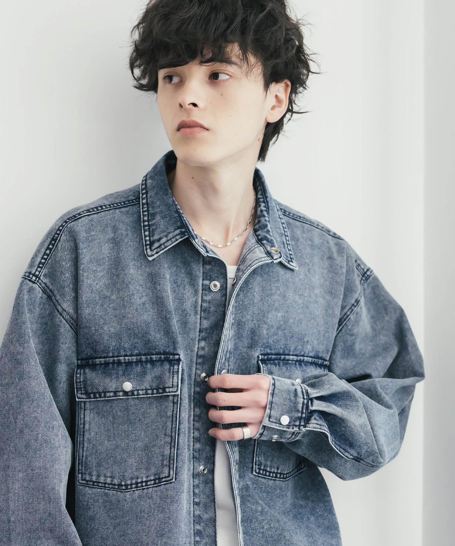 ヴィンテージライク オーバーサイズデニムワークシャツジャケット 15379