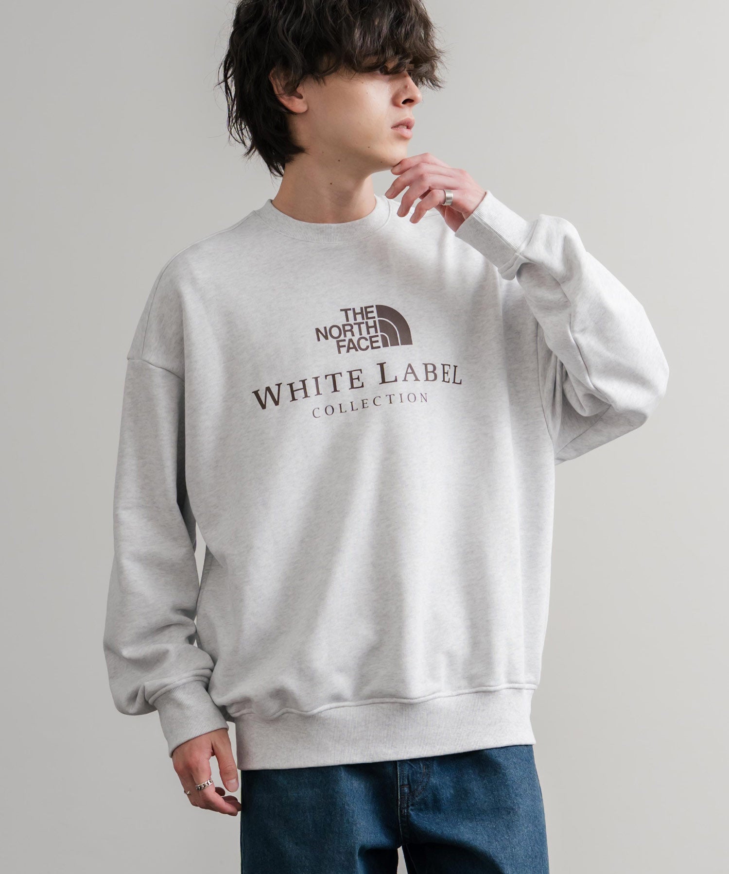 日本未展開モデル THE NORTH FACE ザ・ノースフェイス WHITE LABEL ホワイトレーベル TNF SIGNATURE SWEATSHIRTS クルーネック長袖スウェットトレーナー 15380