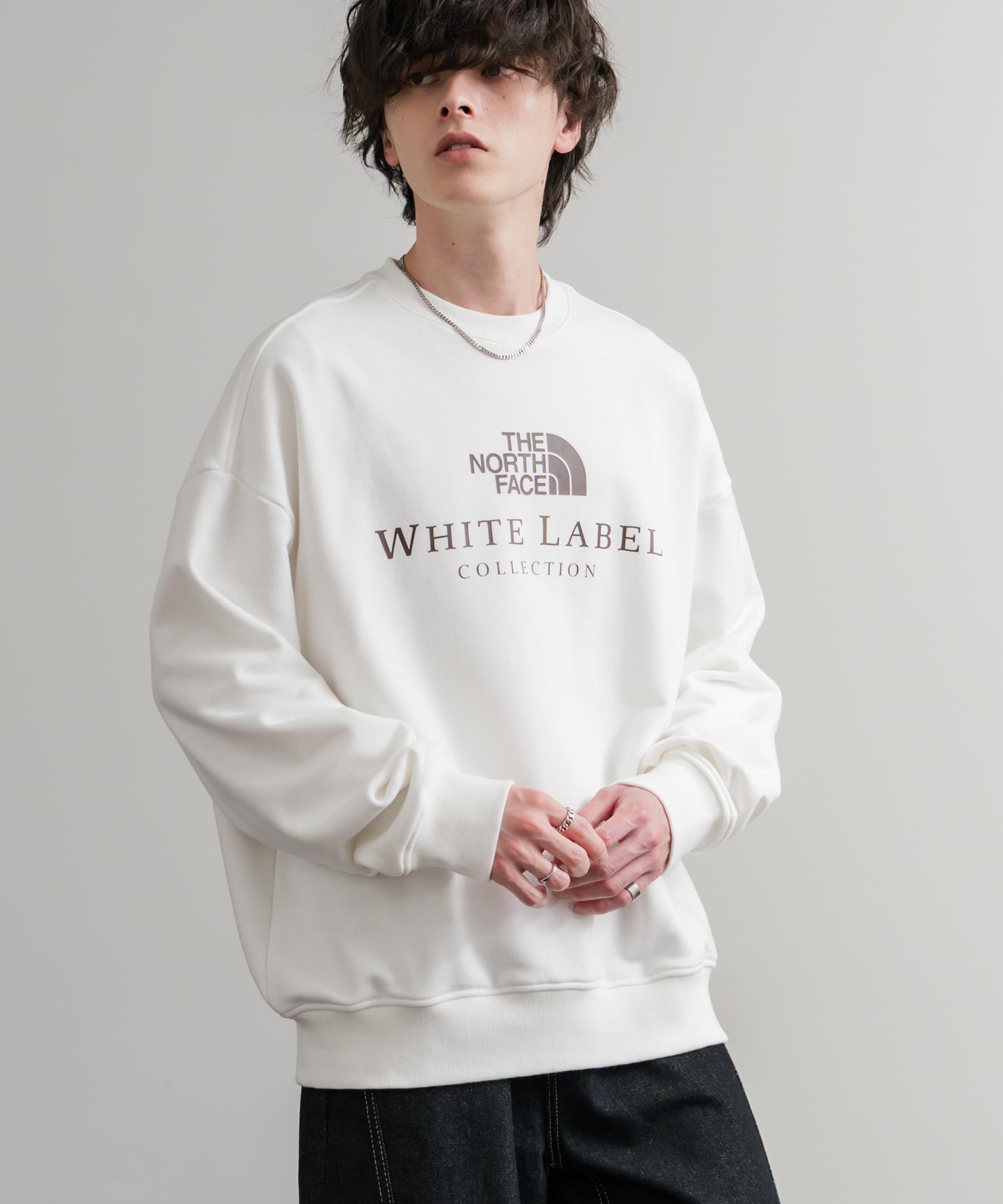 日本未展開モデル THE NORTH FACE ザ・ノースフェイス WHITE LABEL ホワイトレーベル TNF SIGNATURE SWEATSHIRTS クルーネック長袖スウェットトレーナー 15380