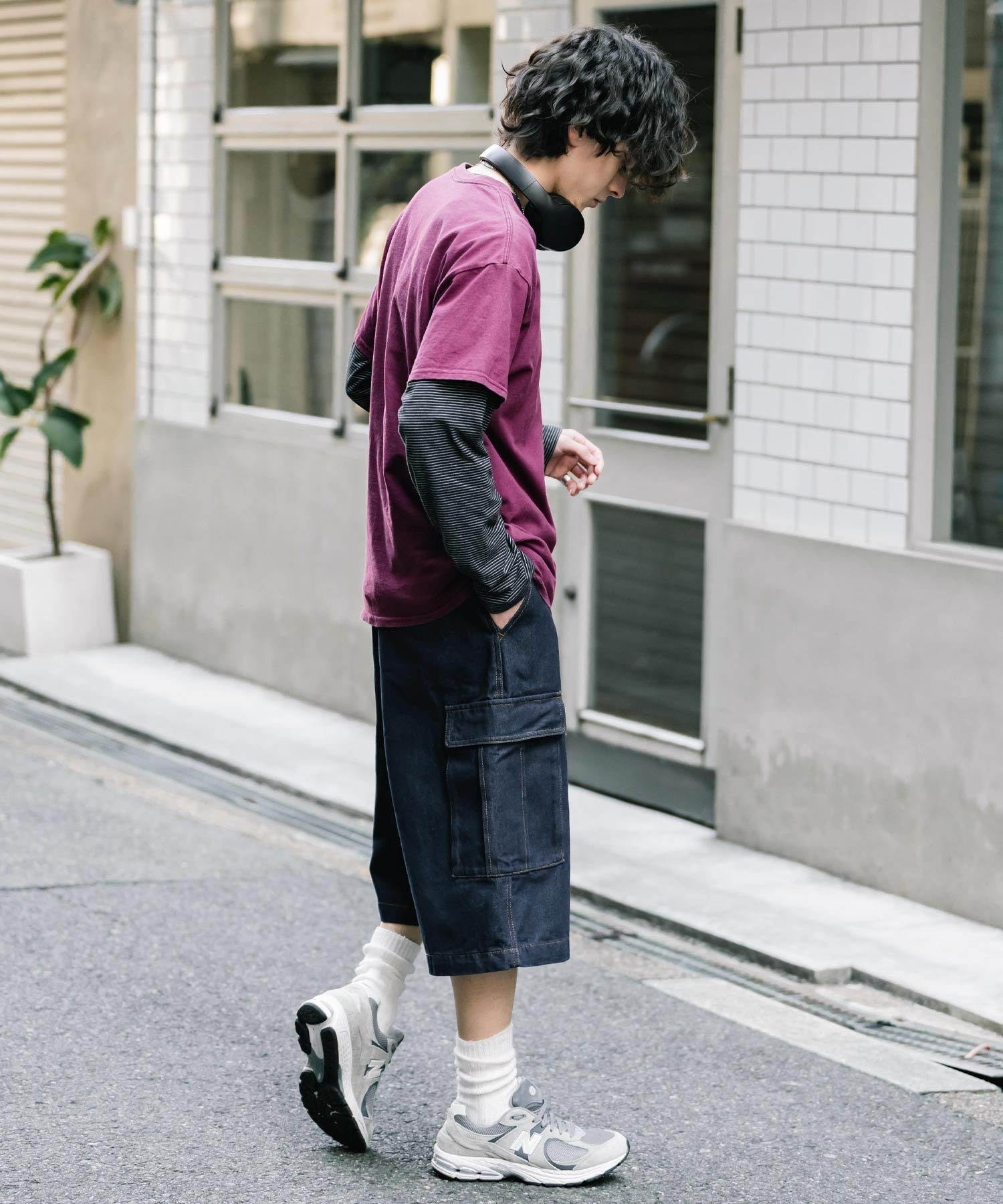 新色追加 ケミカルウォッシュ オーバーダイ ワイドデニムカーゴハーフショートパンツ 15382
