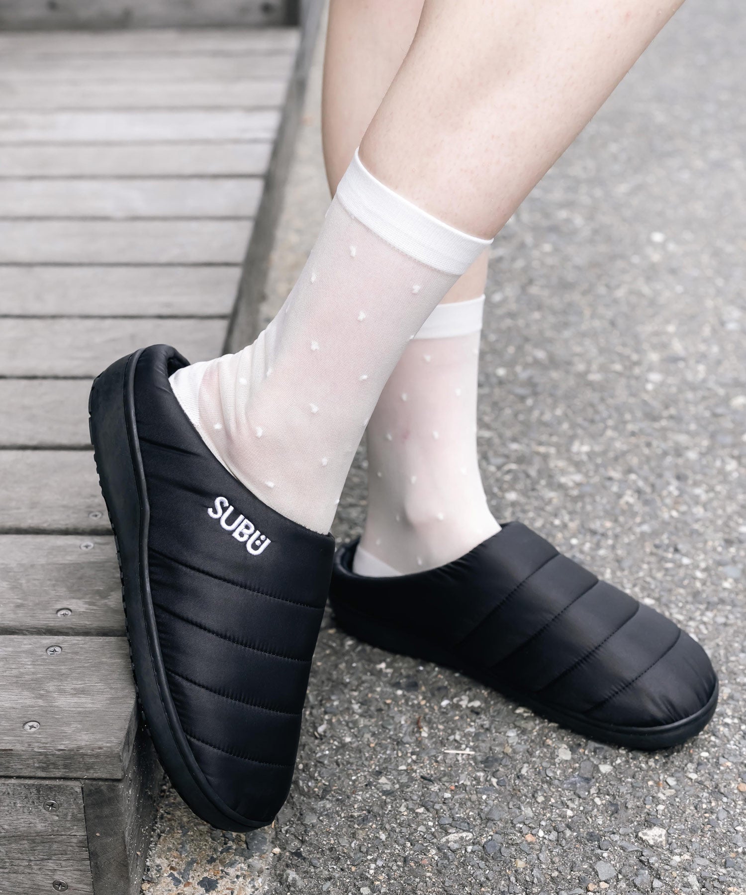 【SUBU/スブ】 サンダル F-line/ワンポイントロゴ刺繍モックシューズスリッポンスリッパ 15384