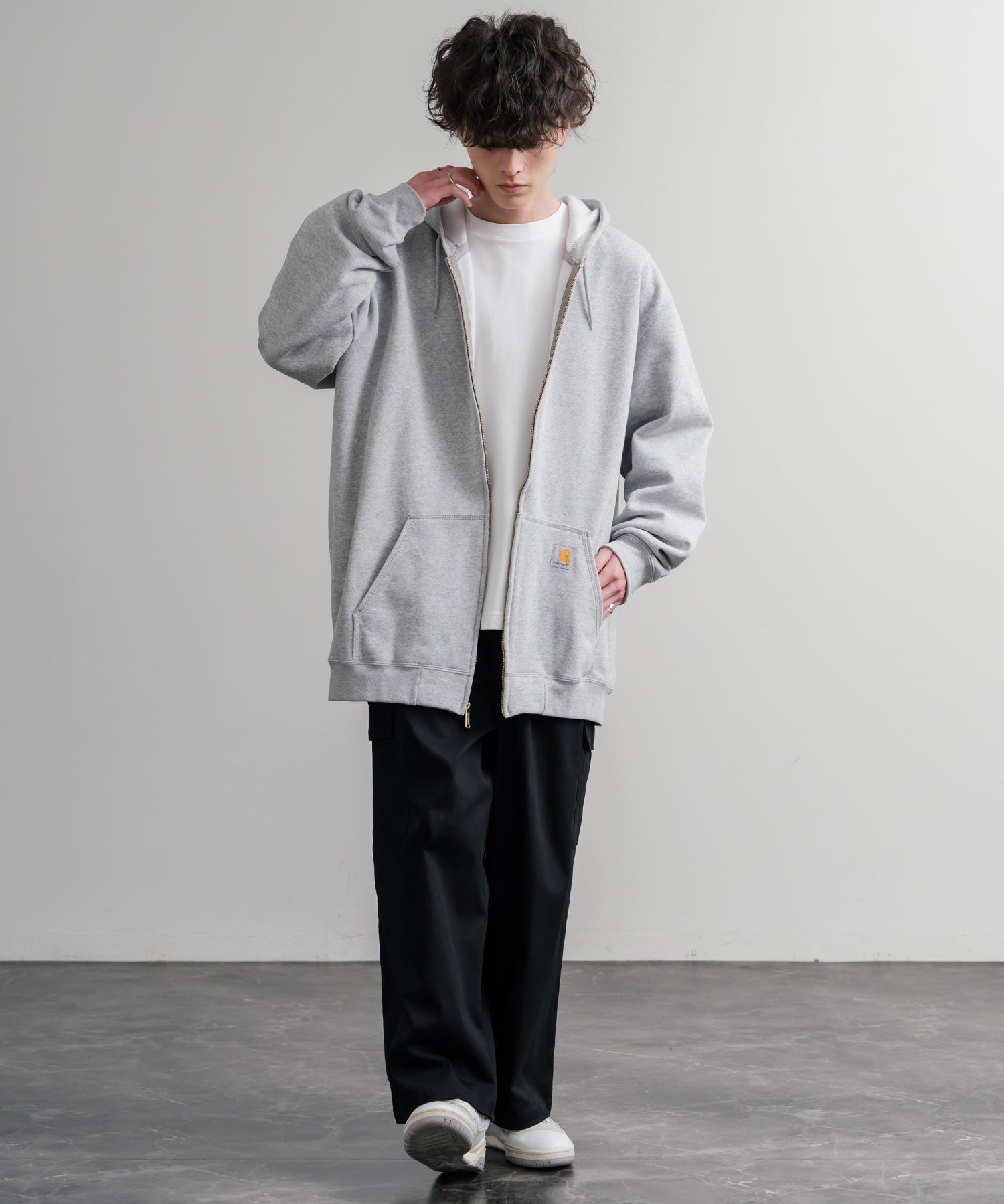 Carhartt カーハート MIDWEIGHT HOODED ZIP-FRONT SWEATSHIRT オーバーサイズ裏起毛長袖フルジップパーカー 15387