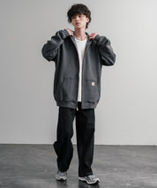 Carhartt カーハート MIDWEIGHT HOODED ZIP-FRONT SWEATSHIRT オーバーサイズ裏起毛長袖フルジップパーカー 15387