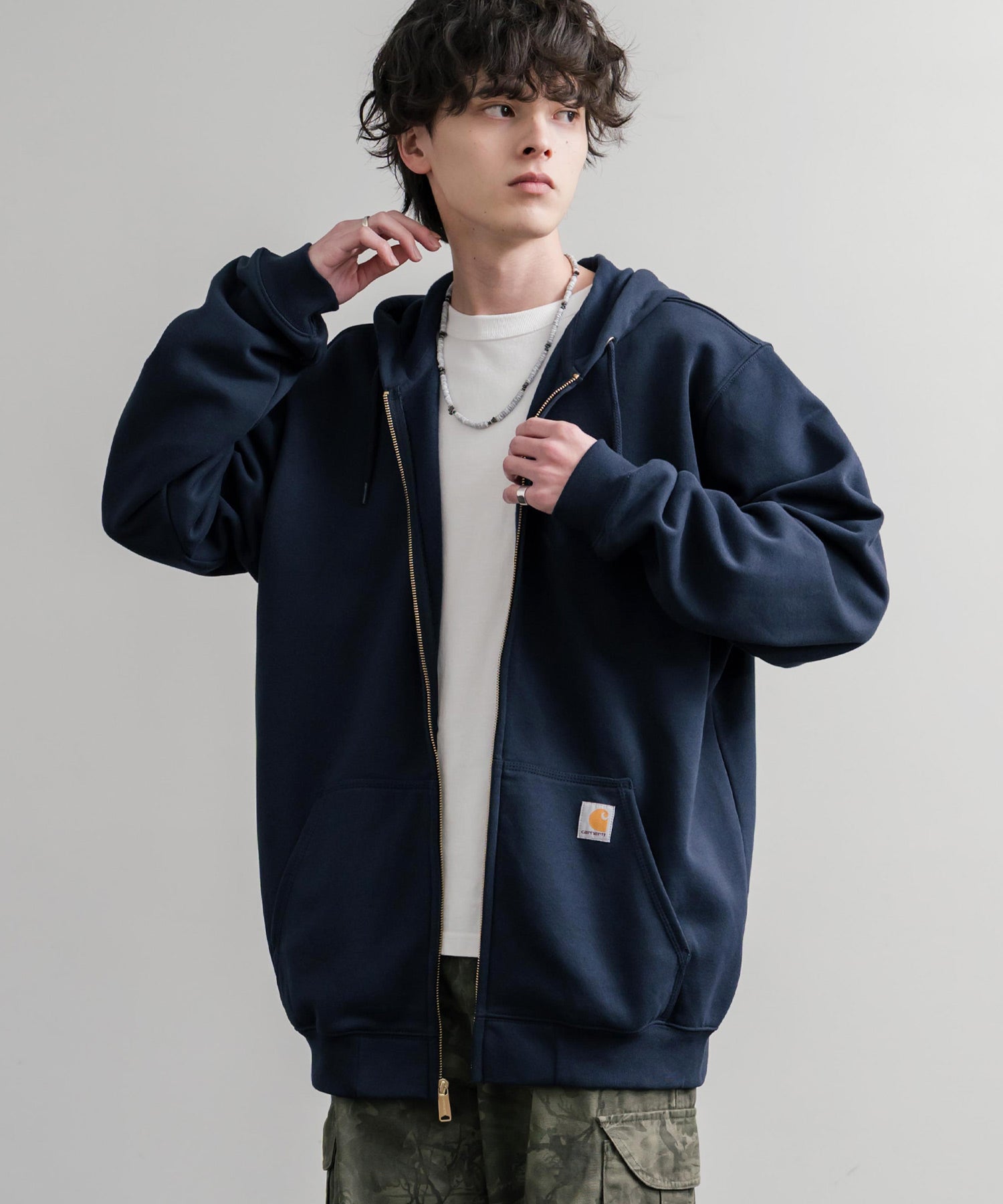 【Carhartt】ジップパーカー カーハート XL 裏起毛 濃紺 ネイビー Carhartt カーハート MIDWEIGHT HOODED ZIP-FRONT SWEATSHIRT オーバー