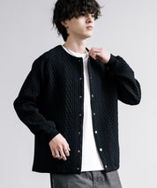 Upscape Audience アップスケープオーディエンス 日本製 国産 尾州 コットンキルトノーカラースナップジャケット AUD7330 15388