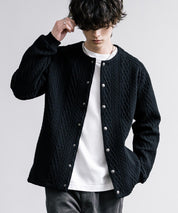 Upscape Audience アップスケープオーディエンス 日本製 国産 尾州 コットンキルトノーカラースナップジャケット AUD7330 15388