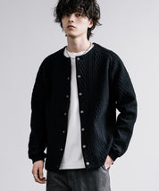 Upscape Audience アップスケープオーディエンス 日本製 国産 尾州 コットンキルトノーカラースナップジャケット AUD7330 15388