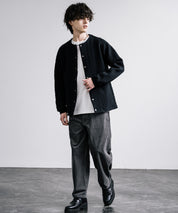 Upscape Audience アップスケープオーディエンス 日本製 国産 尾州 コットンキルトノーカラースナップジャケット AUD7330 15388