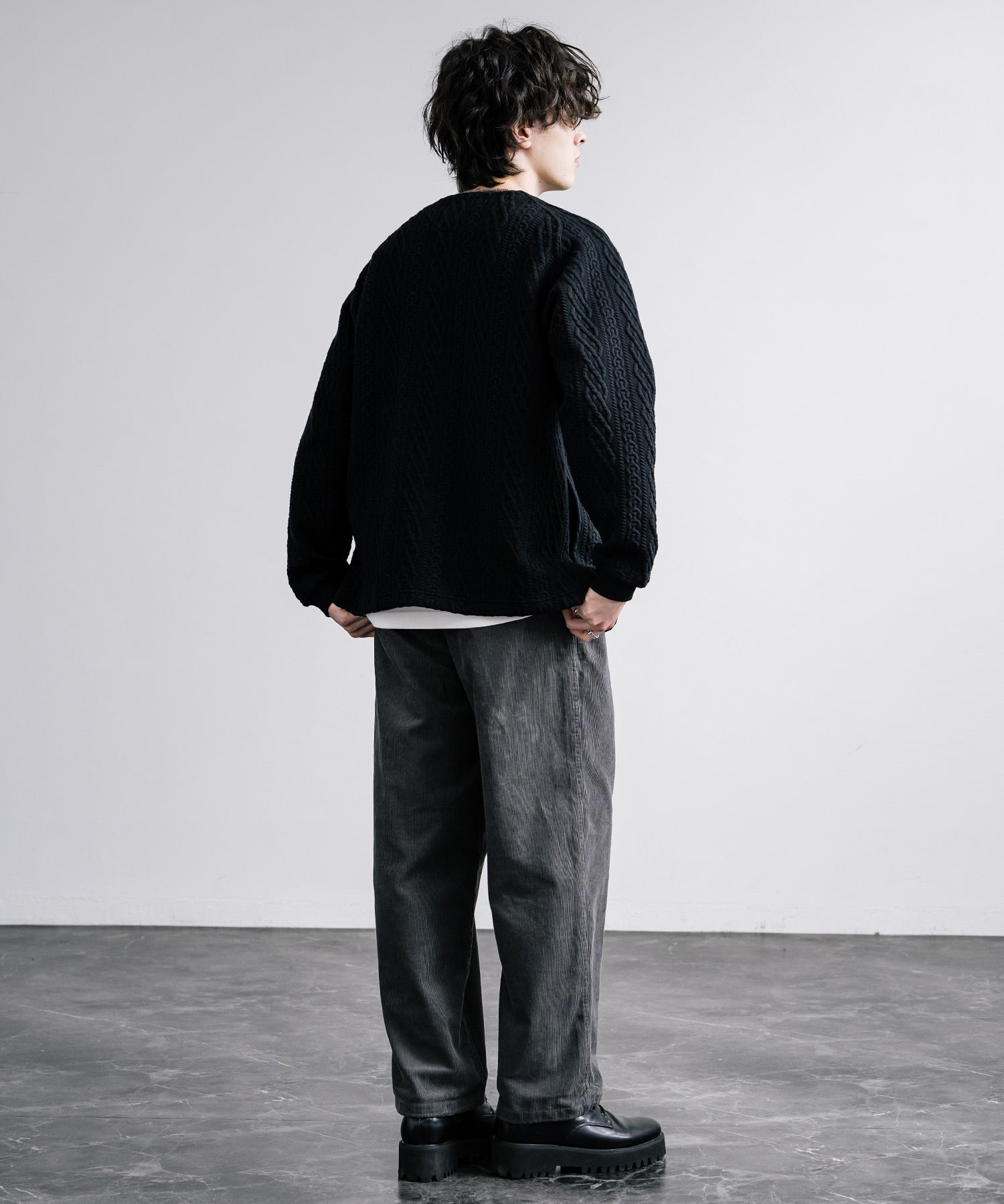 Upscape Audience アップスケープオーディエンス 日本製 国産 尾州 コットンキルトノーカラースナップジャケット AUD7330 15388